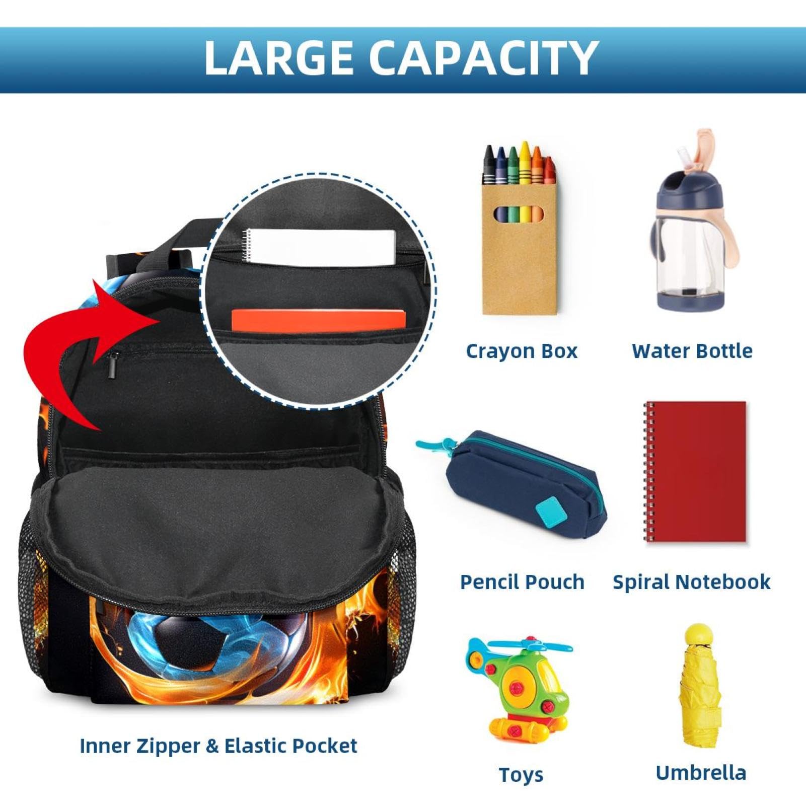 Best Travel Backpack for Women & Men - Lightweight Durable Hiking Backpack with Flaming Football Design - Perfect for Outdoor Adventures, Camping & Daily Commute