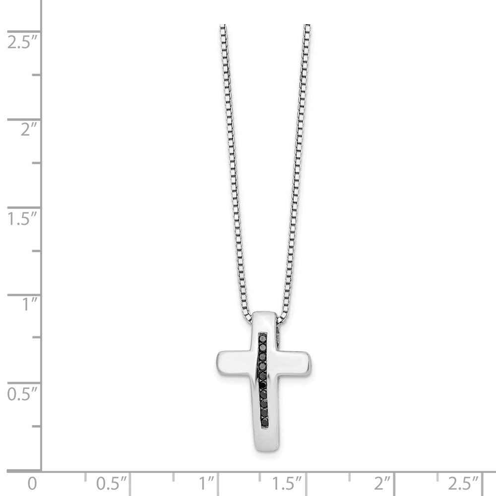 SS White Ice .1ct Black Diamond Cross Necklace for Women - Elegant Religious Jewelry Gift for Baptism, Confirmation & Everyday Wear