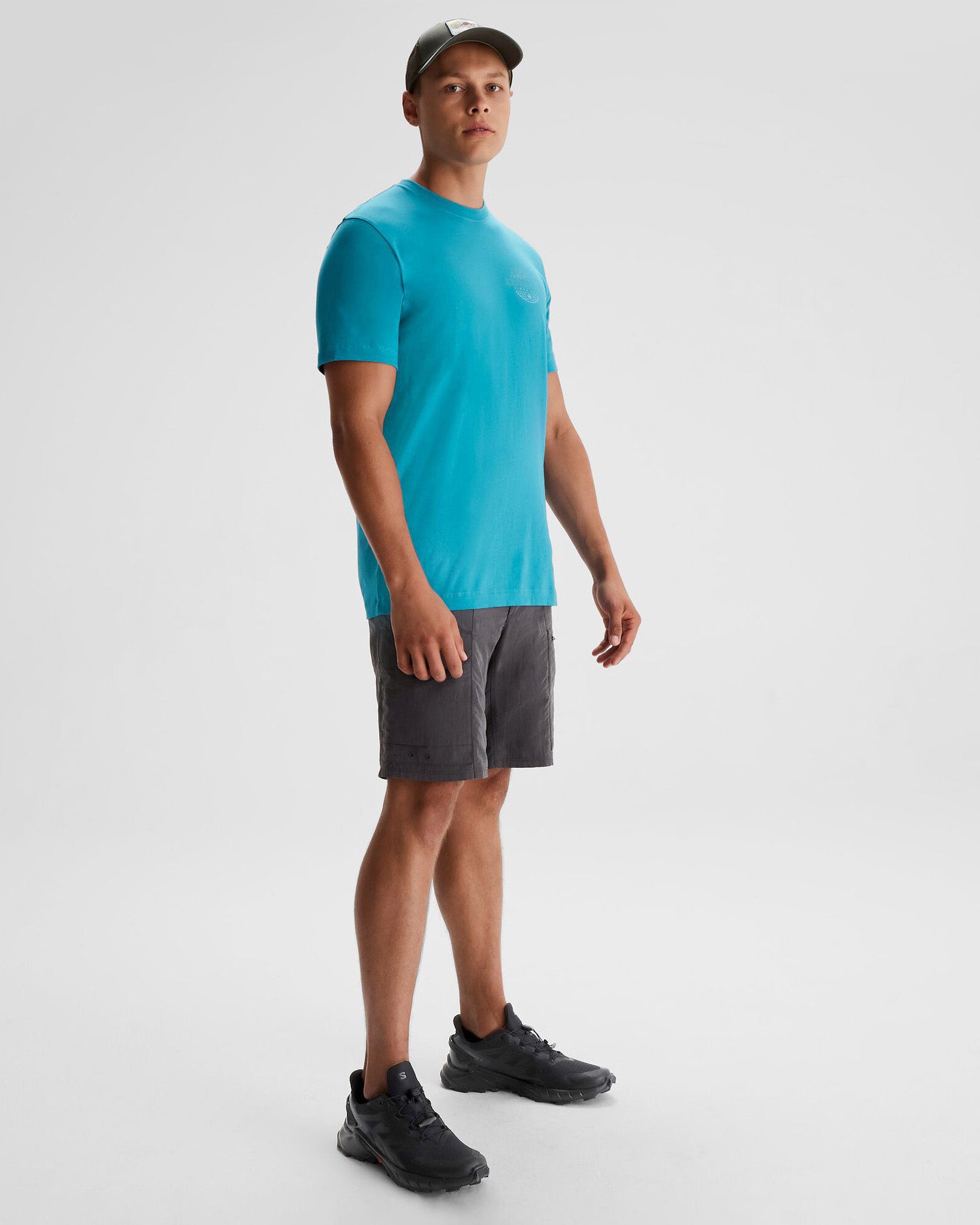 Men's Kathmandu Logo Faded Organic Cotton T-Shirt - Eco-Friendly Casual Tee for Outdoor Adventures & Everyday Wear