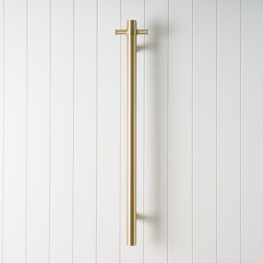 Premium Heated Towel Rail in Brushed Brass - Warm & Dry Bath Towels Fast - Perfect for Bathroom, Spa & Luxury Home Use
