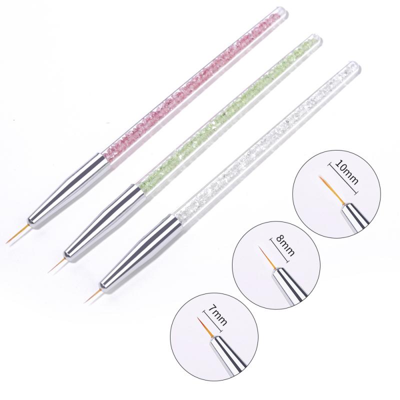 3Pcs French Stripe Nail Art Liner Brush Set - Professional 3D Tips Line Stripes DIY Drawing Pen for UV Gel, Acrylic & Nail Polish - Perfect for Salon, Home Manicure & Nail Art Designs