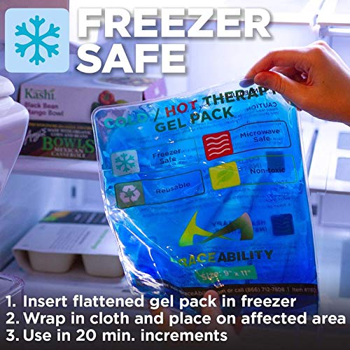 BraceAbility Reusable Hot & Cold Therapy Gel Pack for Injuries - Flexible Ice & Heat Wrap for Back, Hip, Knee Pain Relief - Large 9