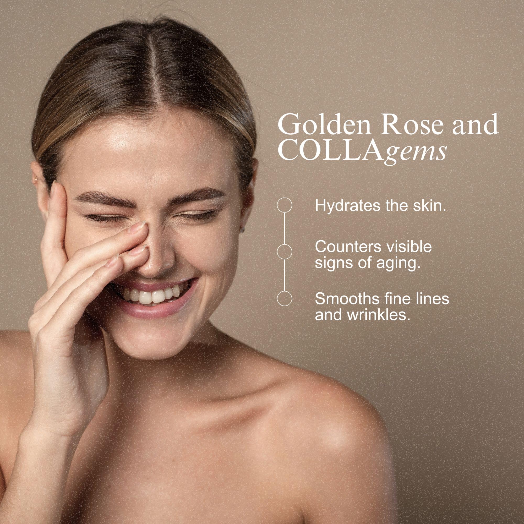 Golden ROSE Serum with CollaGEMS - Pure Rose Essential Oil Infused with Colloidal Gold, Hyaluronic Acid & Vitamin C + Collagen Balls - Anti-Aging Face Serum for Skin Firming, Brightening & Hydration | Daily Skincare Routine for Glowing Complexion
