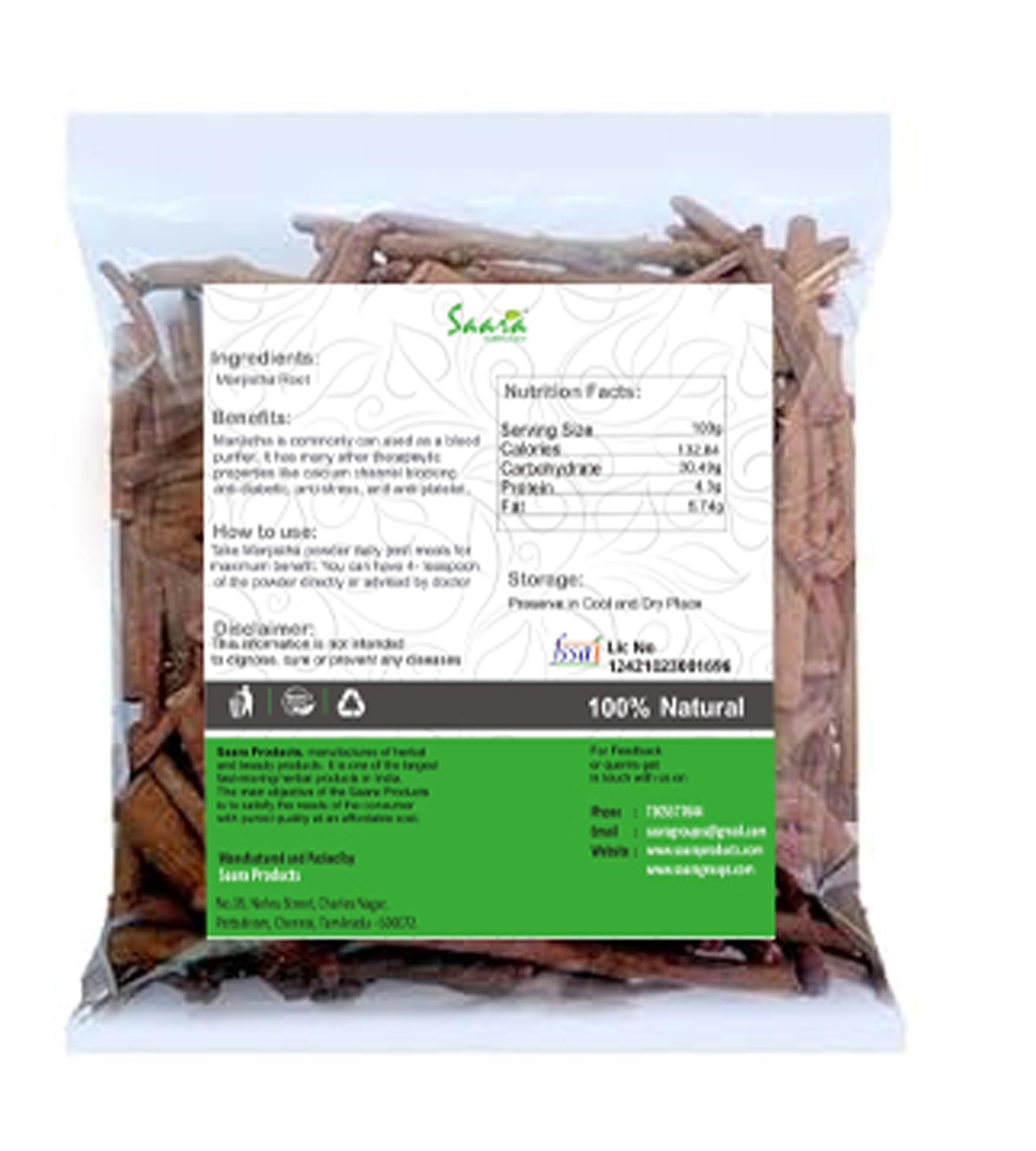 Organic Manjistha Root Powder (850g) - Natural Skin Whitening, Hair Care & Face Brightening - Indian Madder (Rubia Cordifolia) for Glowing Skin & Healthy Hair - Perfect for DIY Beauty Masks, Herbal Remedies & Ayurvedic Treatments