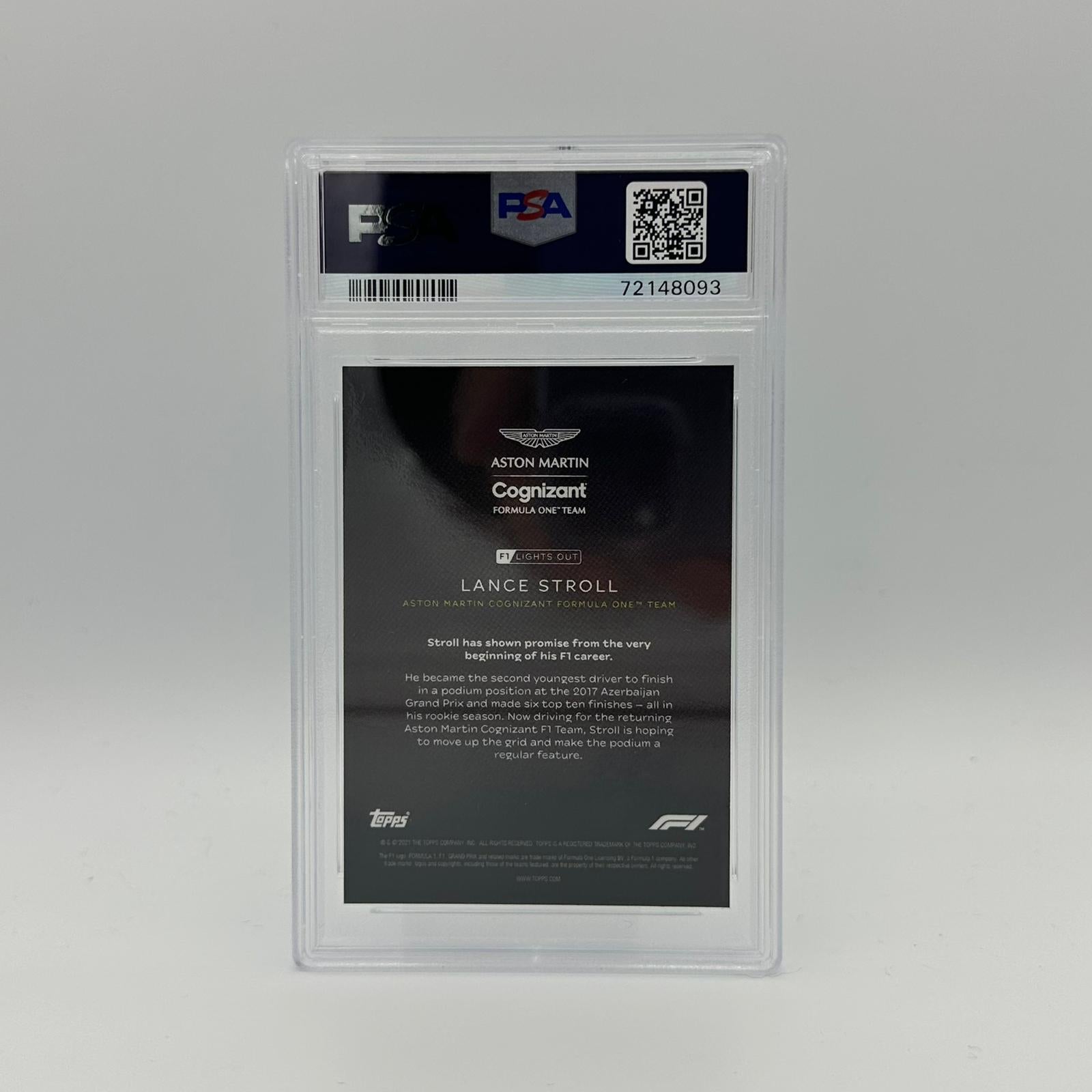 PSA 10 Lance Stroll 39/50 Aqua Parallel F1 Racing Card - Collectible Trading Card for Formula 1 Fans & Sports Memorabilia Enthusiasts