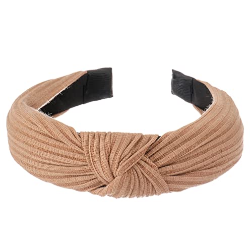 Guohanfsh Women's Knitted Headband - Non-Slip Elastic Hair Accessory for Women & Girls (Solid Coffee Color) | Perfect for Workouts, Yoga, and Everyday Styling