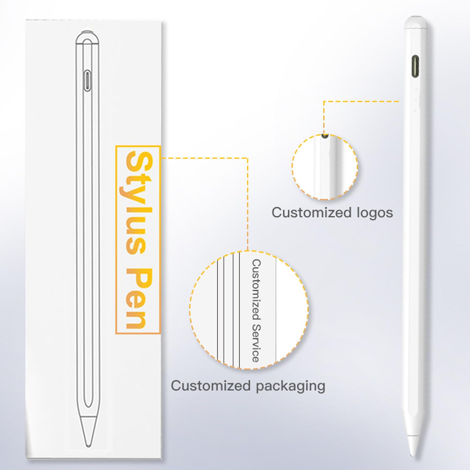 Premium Capacitive Stylus Pen for iPad & Tablets - Wear-Resistant Tip, Silent Writing & Shortcut Buttons - White Digital Pen for Drawing, Note-Taking & Professional Use