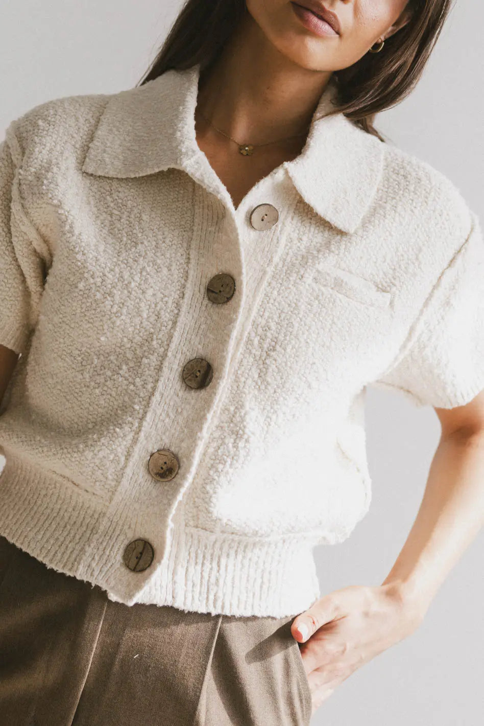 Hayes Knit Cardigan Women's Lightweight Sweater in Cream - Cozy Fall & Winter Layering for Office, Casual Outfits & Travel