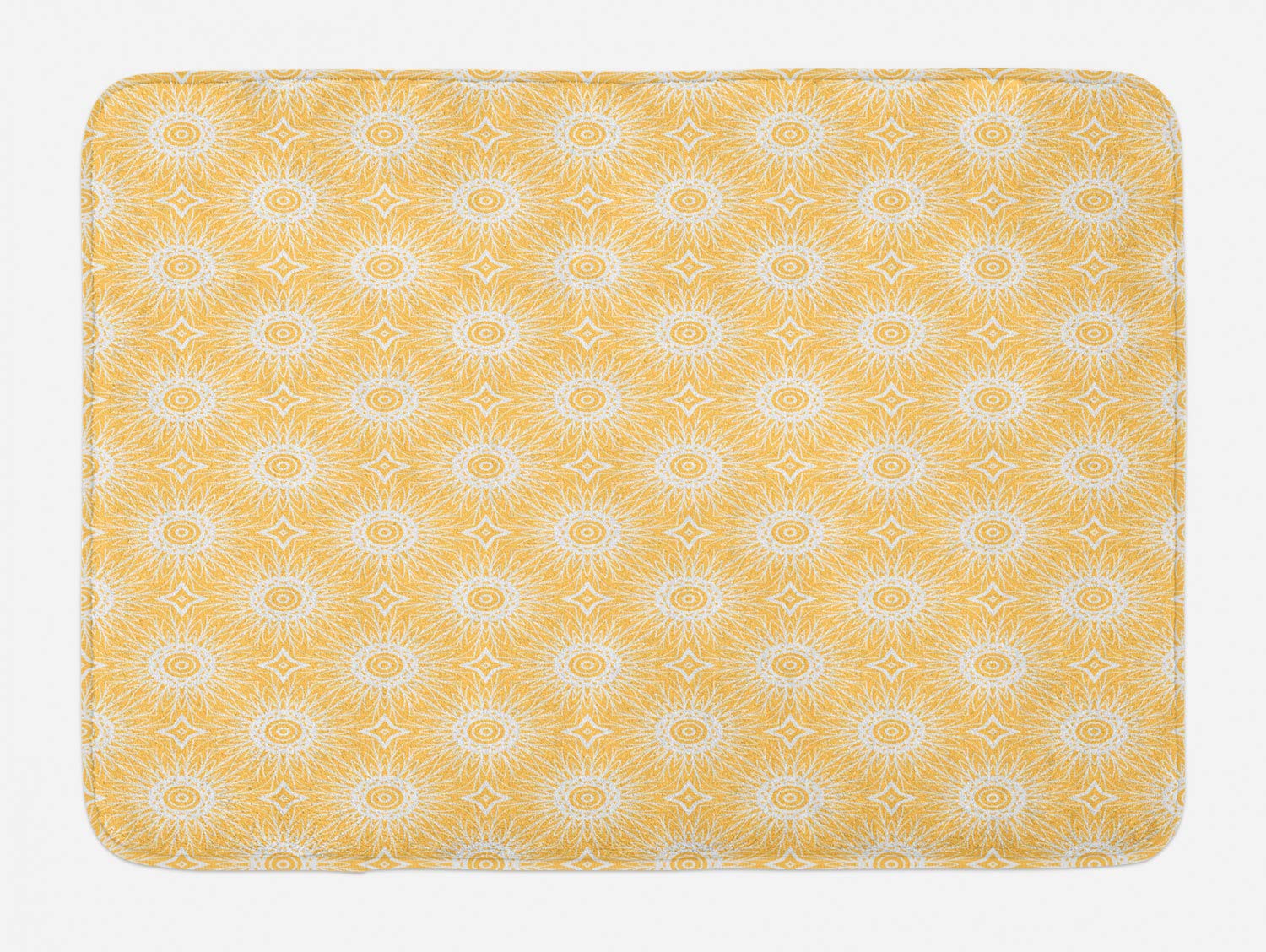 Ambesonne Modern Bath Mat - Monochrome Ethnic Inspired Design, Non-Slip Plush Bathroom Rug, 30.2 x 20 Inches, Pale Orange & White | Soft Floor Mat for Bathroom Decor, Shower Mats for Wet Floors, Cozy Home Accessory