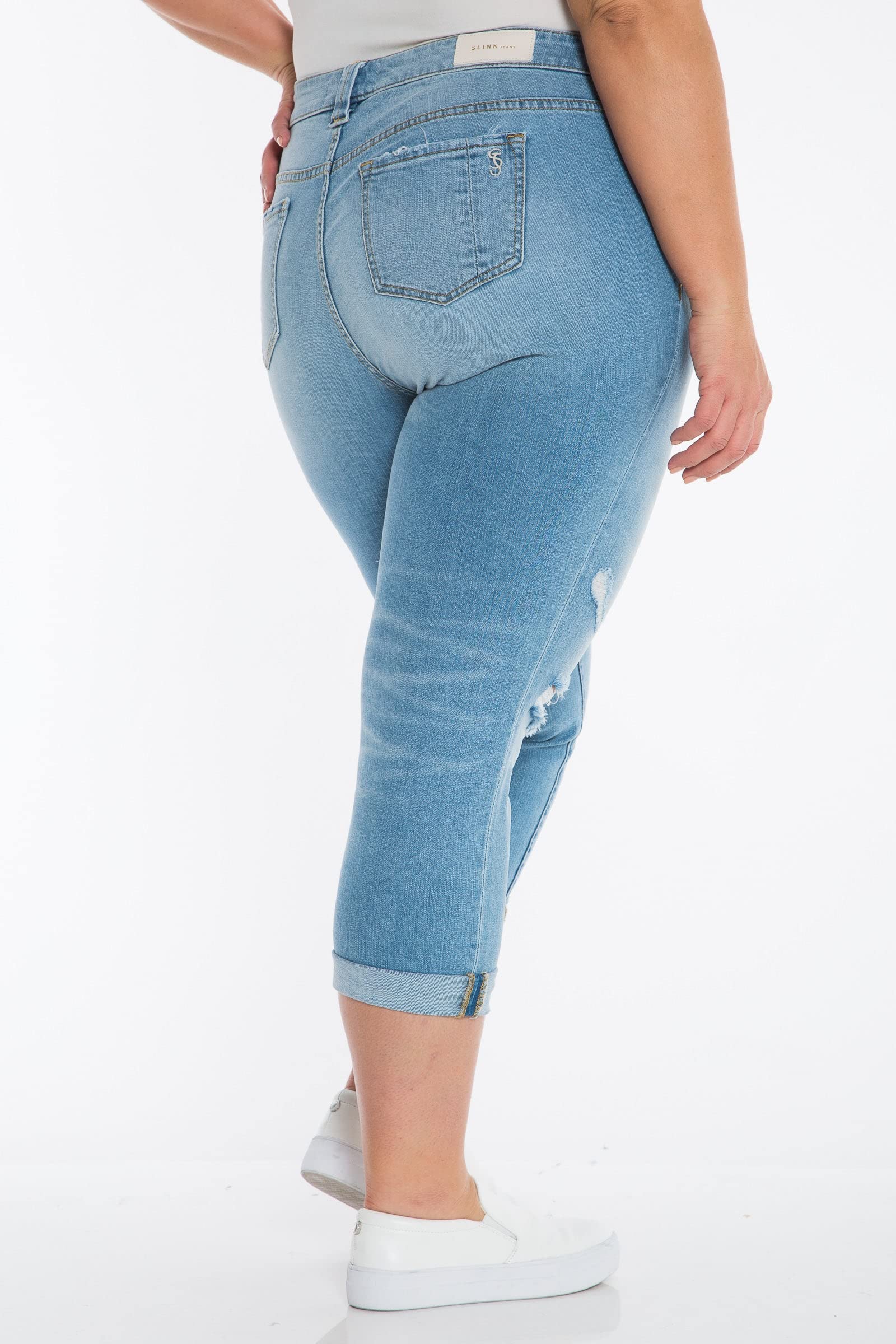 Premium Women's Plus Size Stretch Mid Rise Boyfriend Jeans - Comfortable & Stylish Indigo Denim for Casual Wear & Everyday Outfits