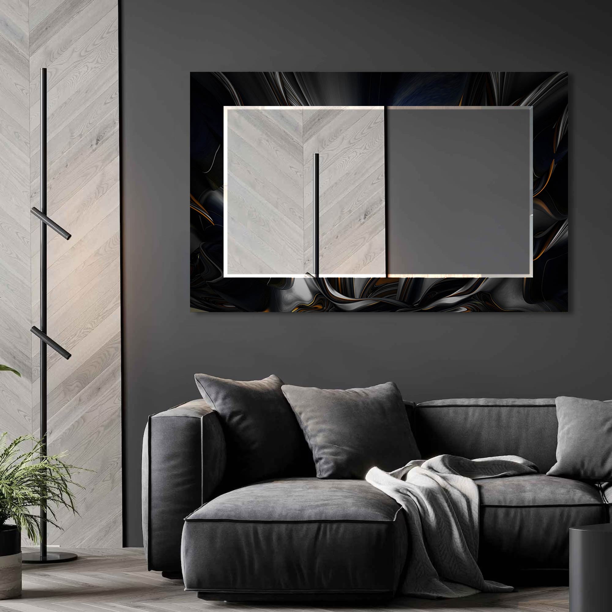 Abstract Floral Tempered Glass Mirror - Elegant Wall Decor for Bedroom, Living Room & Bathroom | Shatterproof & Stylish Home Accent