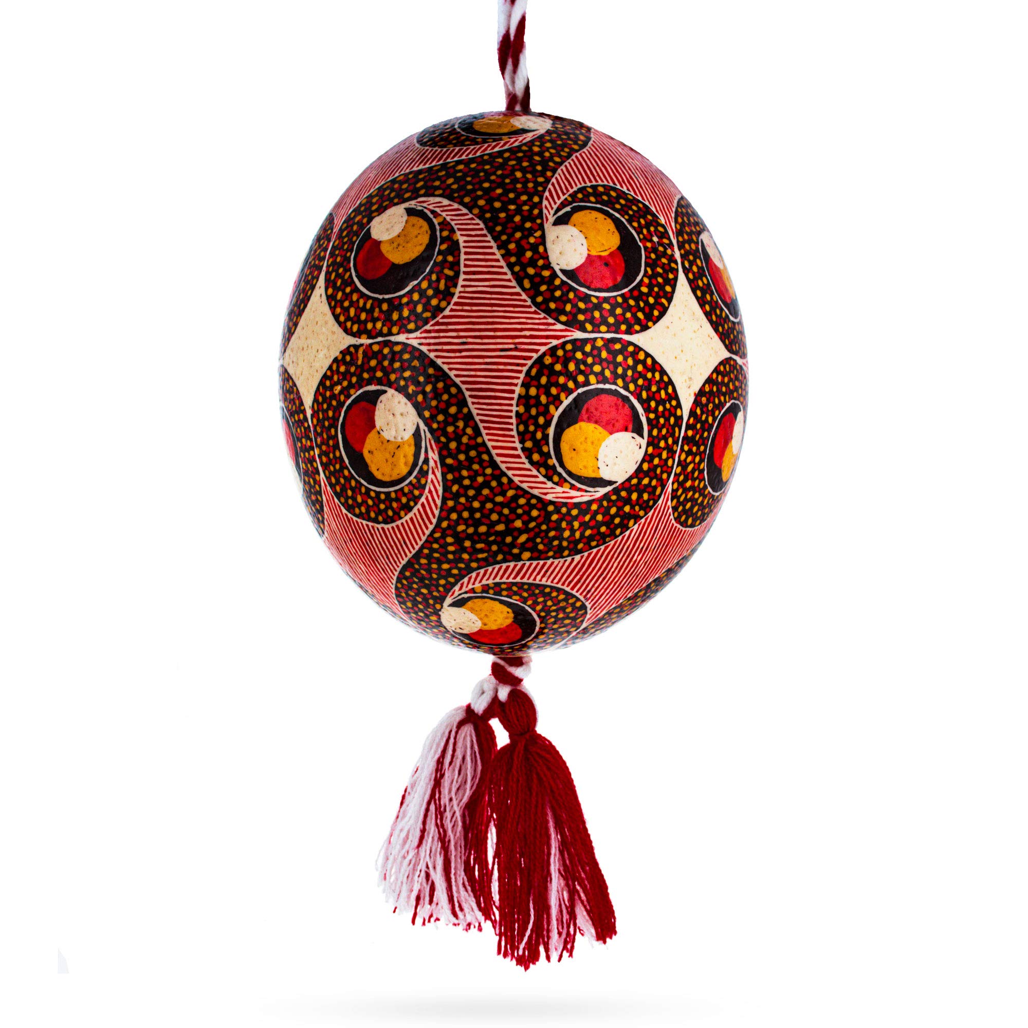 Hand-Painted Ukrainian Easter Egg Pysanky - Traditional Ostrich Egg with Blown Batik Technique - Perfect for Easter Decorations, Home Décor, and Cultural Gift Giving