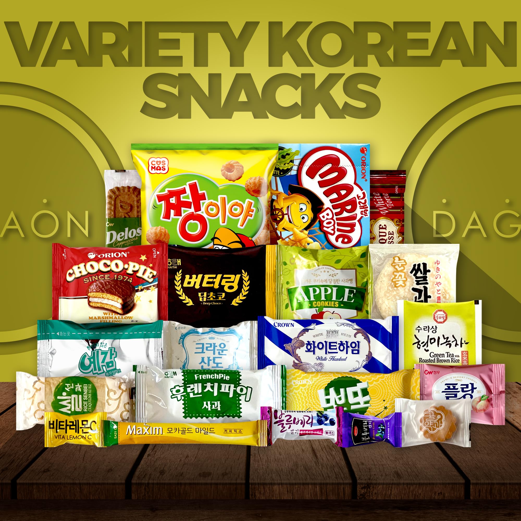 Dagaon Flavorful Mini Korean Snack Box - 20 Count Variety Pack with Chips, Biscuits, Cookies, Pies & Candies | Authentic Korean Treats for Parties, Gifts & Snacking