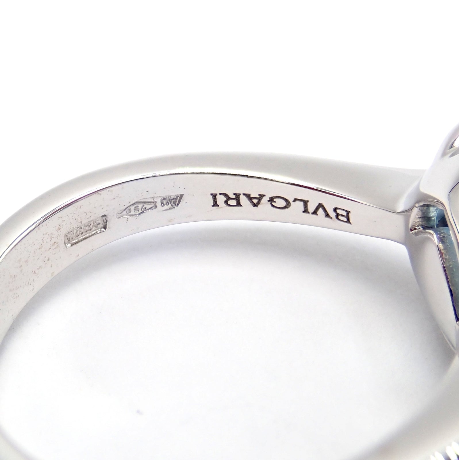 Authentic Bulgari 18k White Gold Mediterranean Eden Blue Topaz Ring - Size 6 | Luxury Jewelry for Women, Elegant Gift for Anniversary, Engagement & Special Occasions