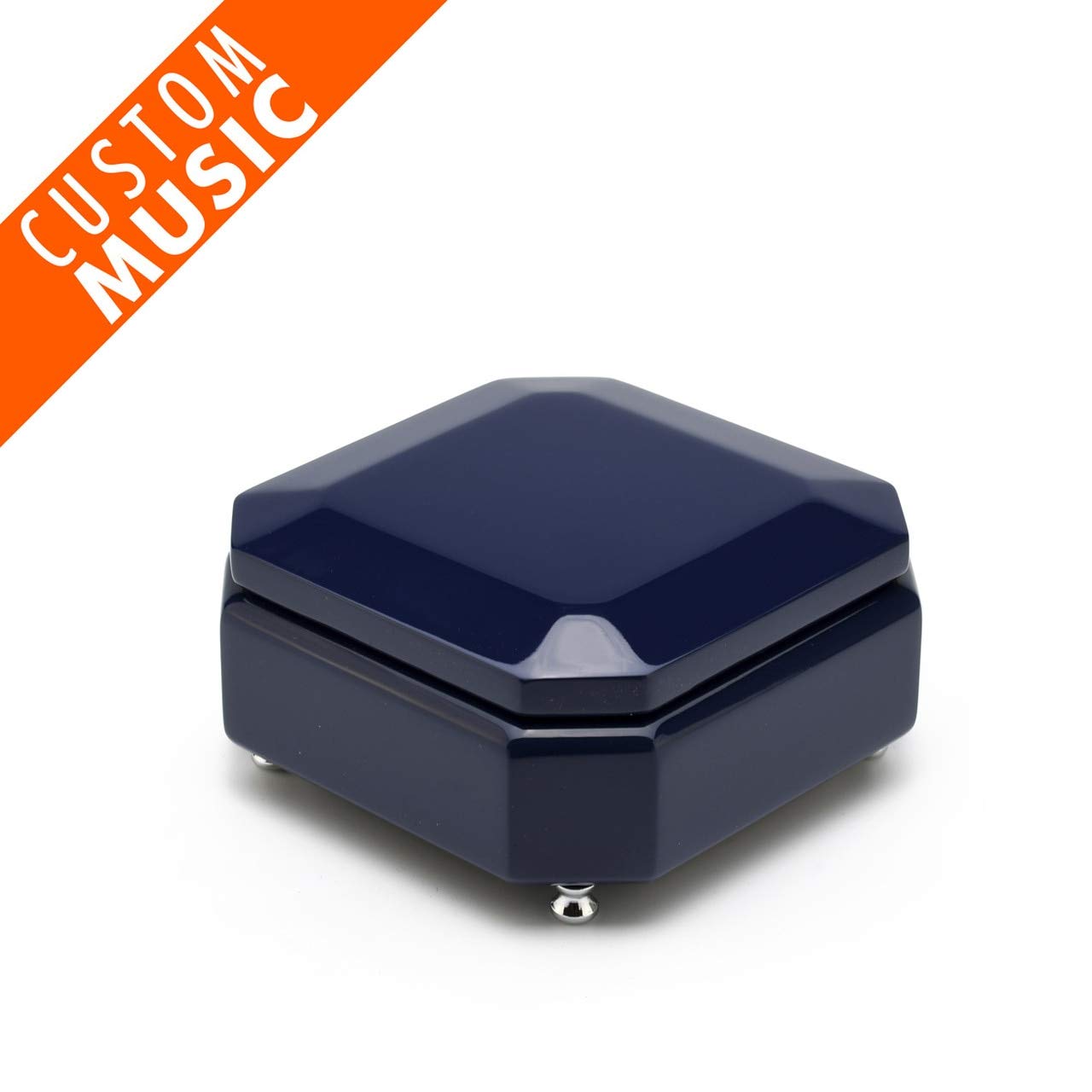 Custom Octagonal Midnight Blue USB Music Box with Volume Control, On/Off Switch, Motion Sensor & Rechargeable Battery - Perfect for Weddings, Anniversaries & Romantic Gifts