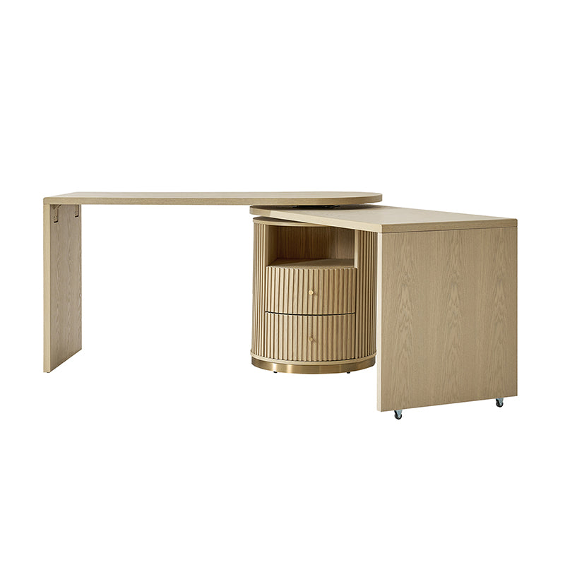 Modern L-Shaped 360° Rotating Wooden Office Desk - Ergonomic Home & Workspace Solution for Productivity & Comfort