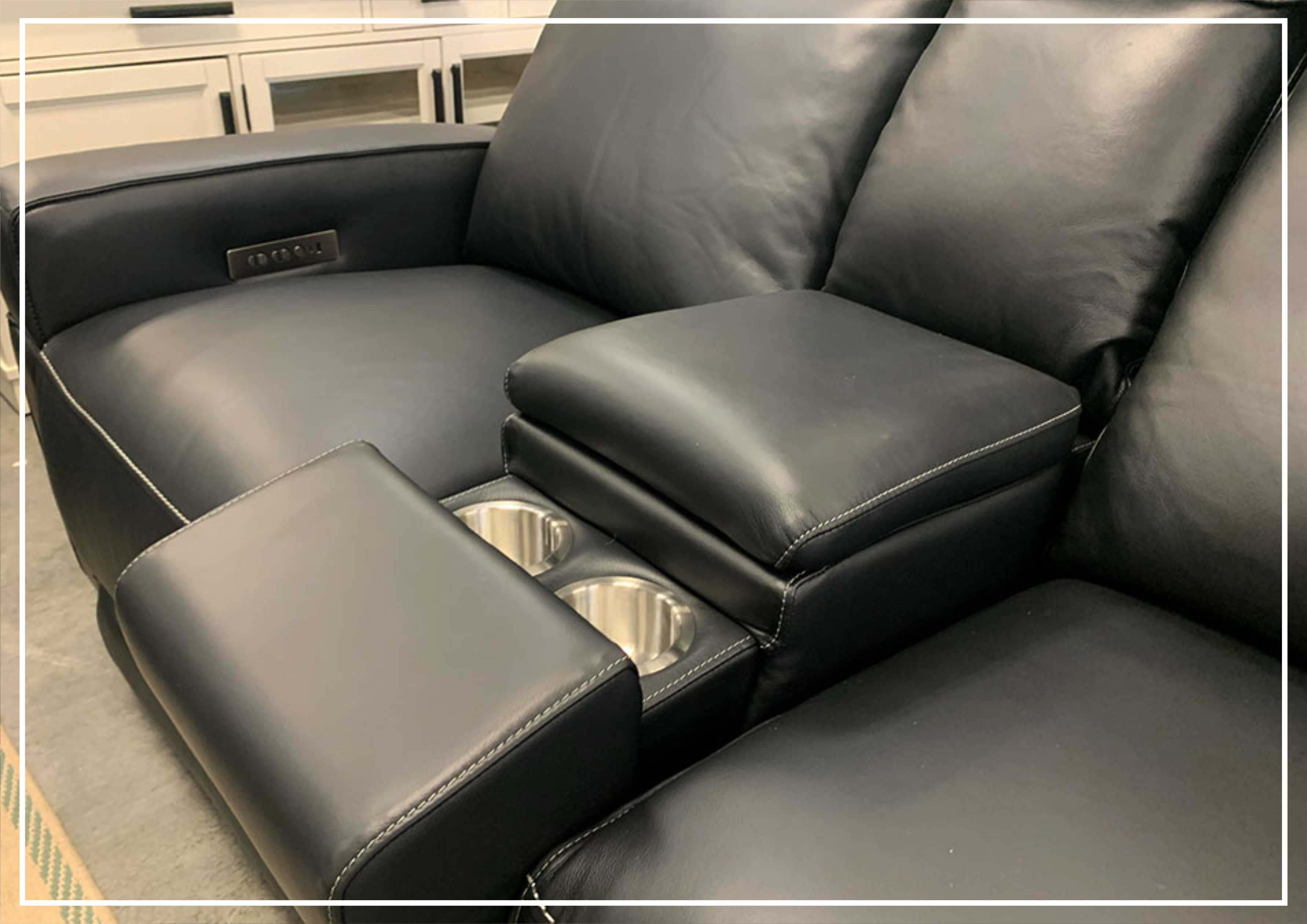 Gio Italia Home Vault Power Reclining Leather Loveseat in Black - Modern Electric Recliner Sofa for Living Room, Home Theater & Small Spaces