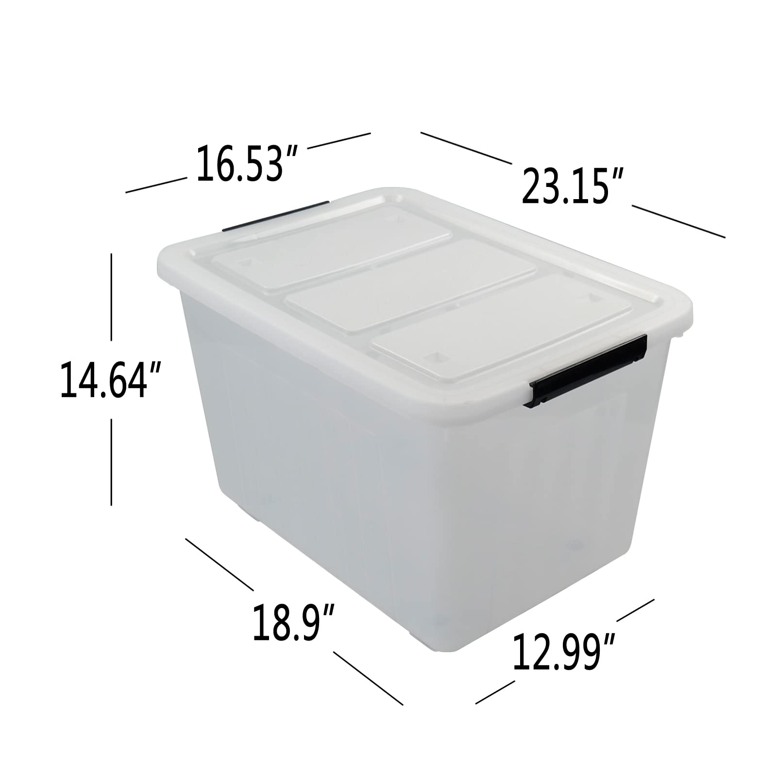 Wekioger 70 Quart Large Lidded Storage Bin with Wheels - 4 Pack Plastic Storage Totes, Latching Storage Box for Home Organization, Garage, Closet & Moving Supplies