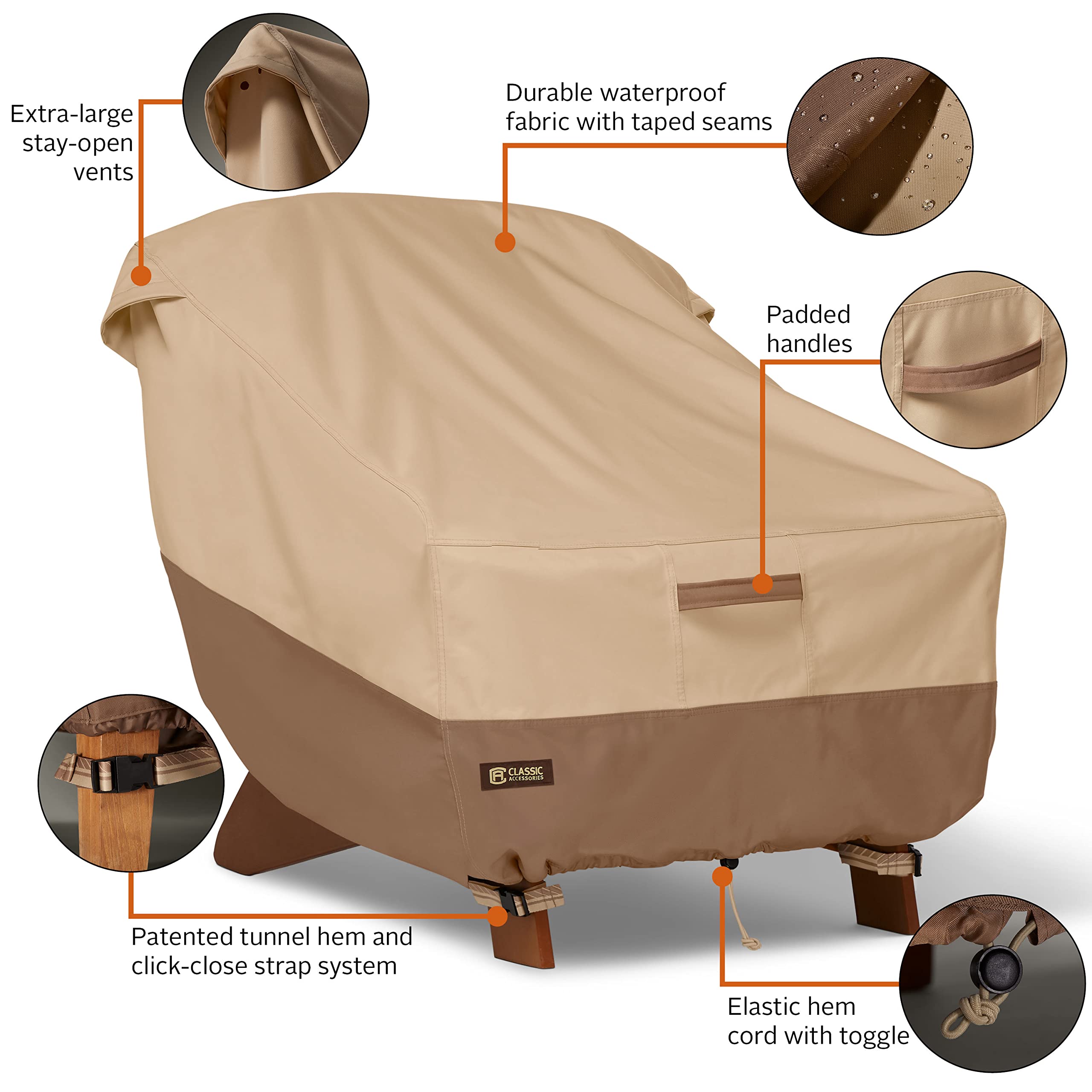Classic Accessories Veranda's Best Waterproof Adirondack Patio Chair Cover, 32 x 34 x 36 Inch - Durable Outdoor Furniture Protection for All Seasons