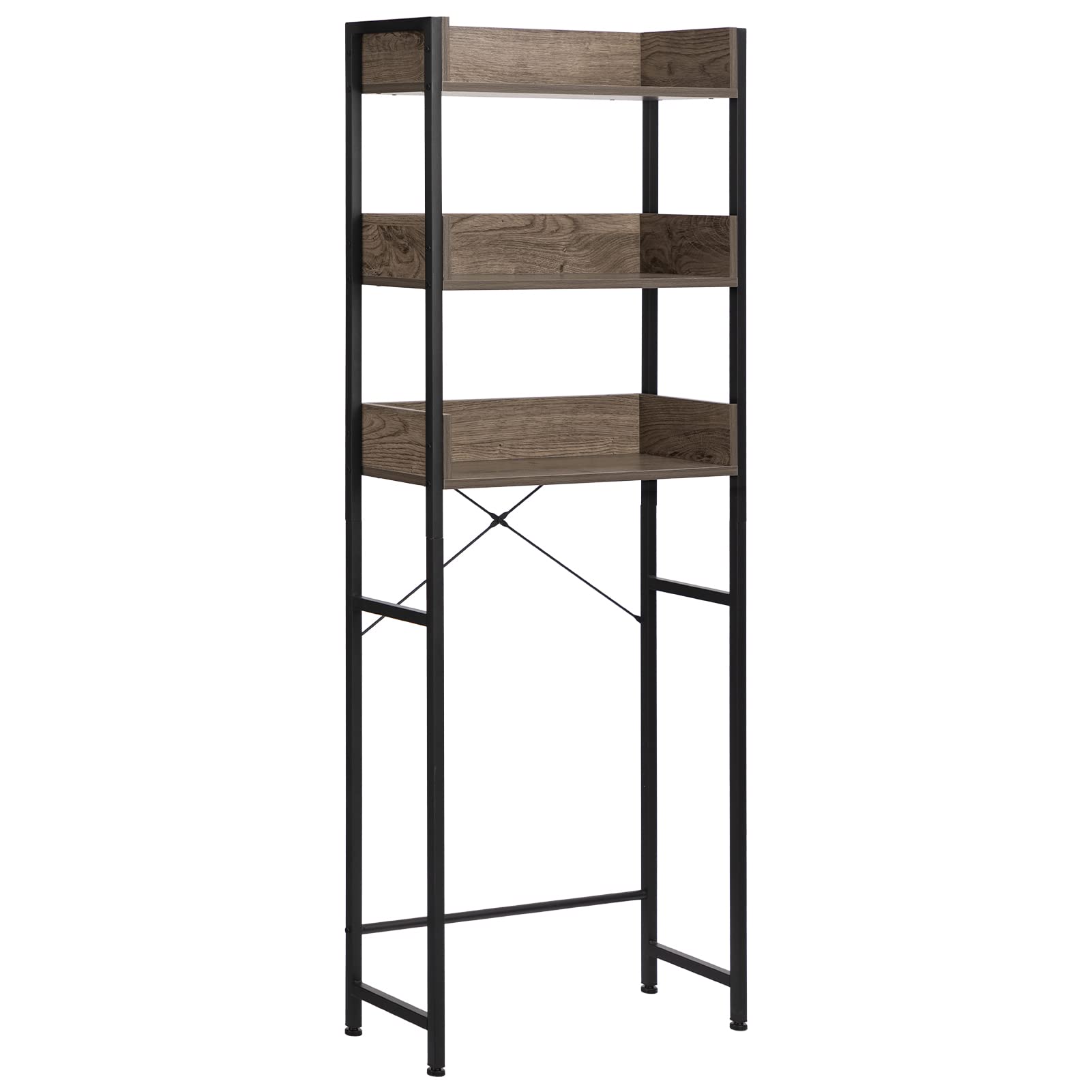 ALIMORDEN Over-The-Toilet Storage Rack - 3-Tier Bathroom Organizer with 2 Hooks | Space Saving Freestanding Toilet Paper Holder Shelf | Perfect for Small Bathrooms, Apartments & RV Living