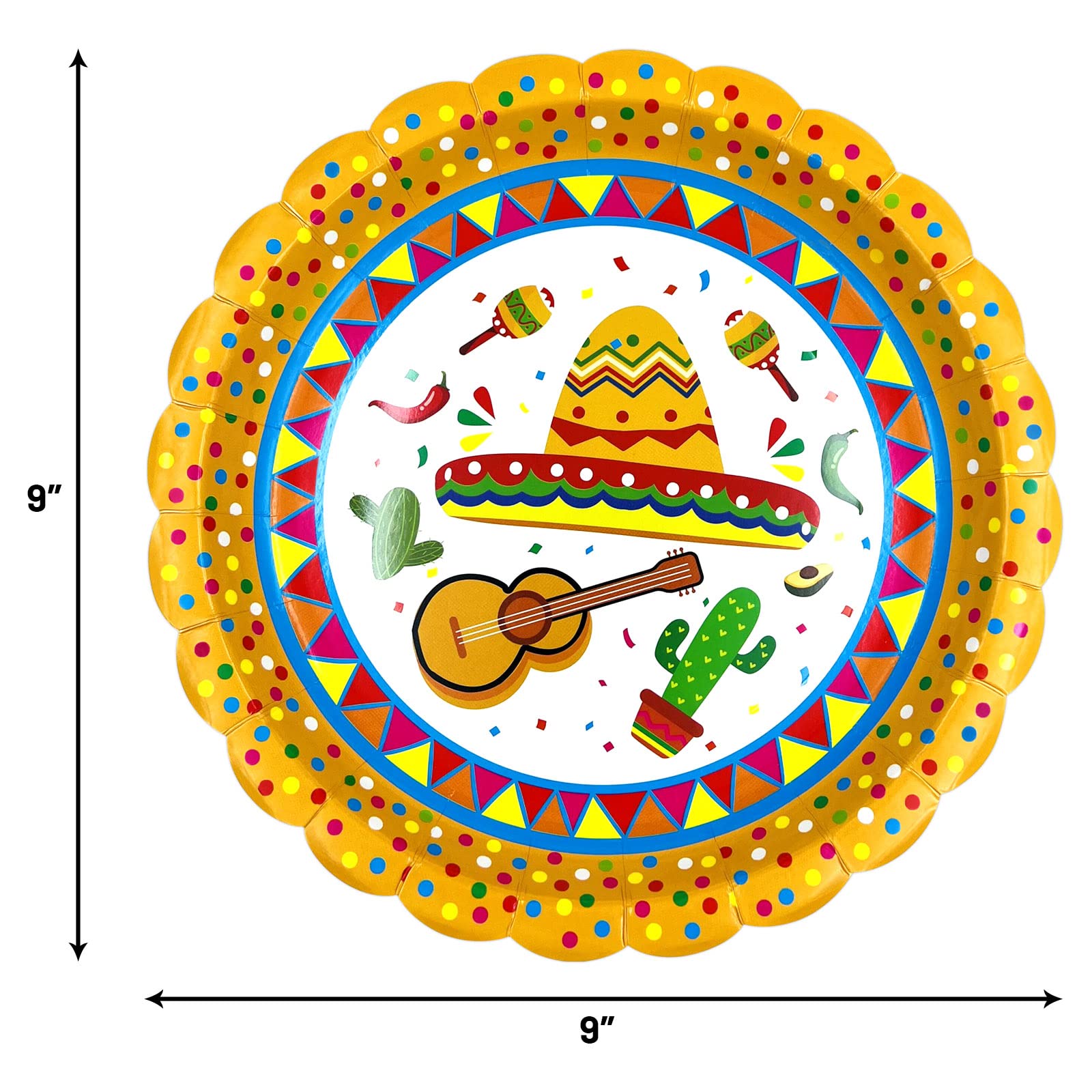 50 Pack Colorful Fiesta Paper Plates - Disposable Dinnerware for Cinco de Mayo, Mexican Themed Parties, BBQs & Celebrations - Durable & Vibrant Party Supplies for Outdoor Events & Family Gatherings