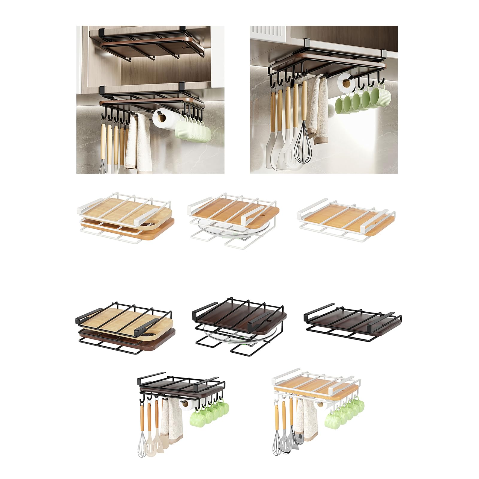 HUANIZI Space-Saving Kitchen Utensil Organizer - Elegant Cabinet Storage Rack for Efficient Kitchen Organization | Perfect for Small Spaces and Home Cooks