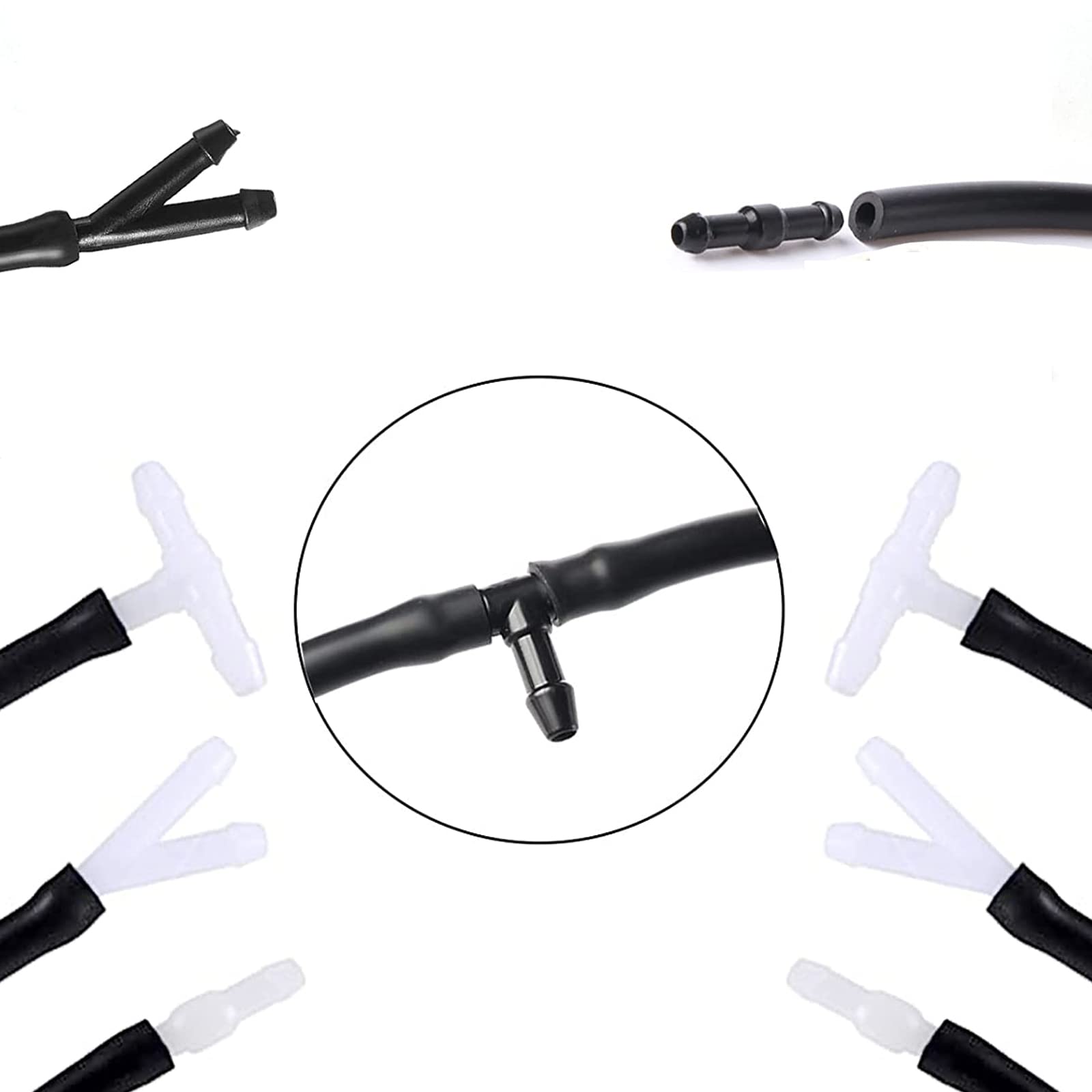 Bstenky 6m Universal Windshield Washer Hose Kit with 12 Hose Connectors - Car Windshield Washer Fluid Line Set for Most Vehicles - Connect Water Pump to Nozzles - Perfect for DIY Car Maintenance & Windshield Cleaning