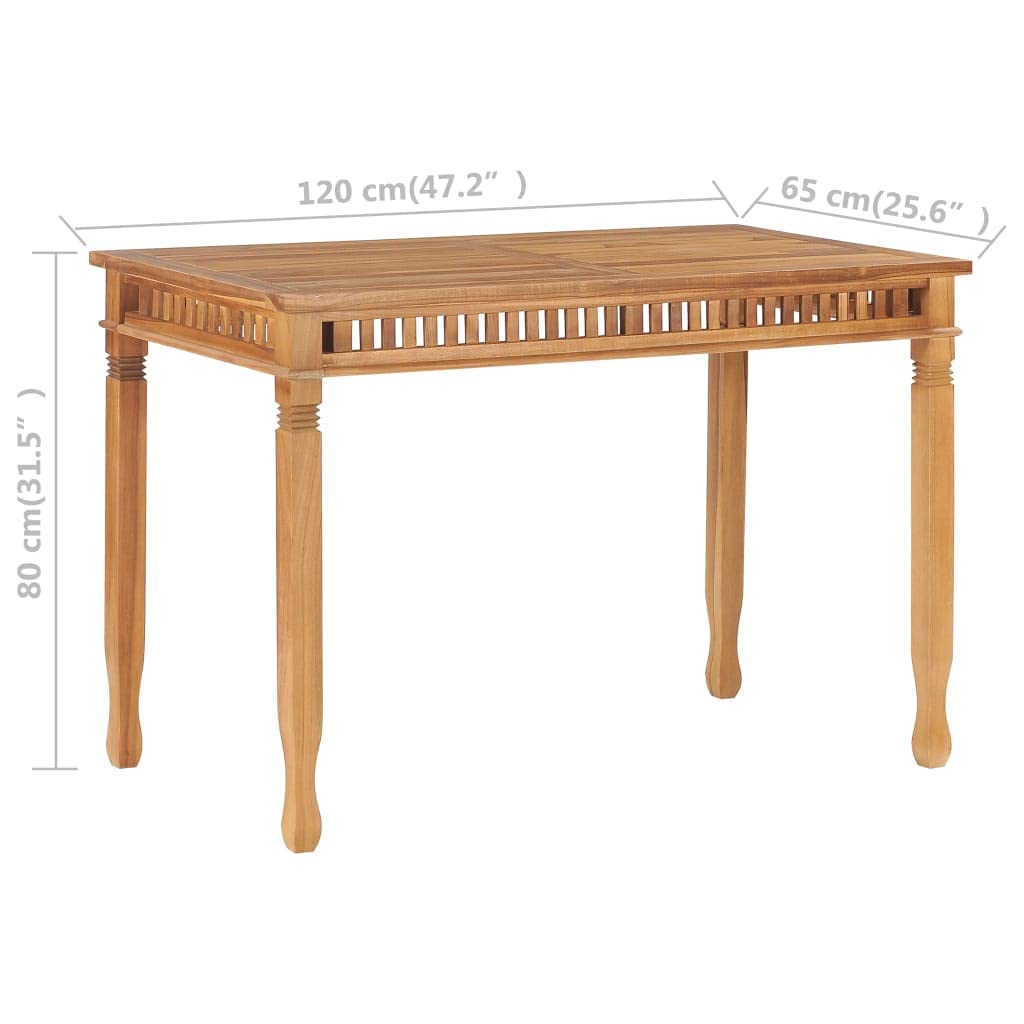 Premium Solid Teak Wood Square Patio Dining Table - 47.2