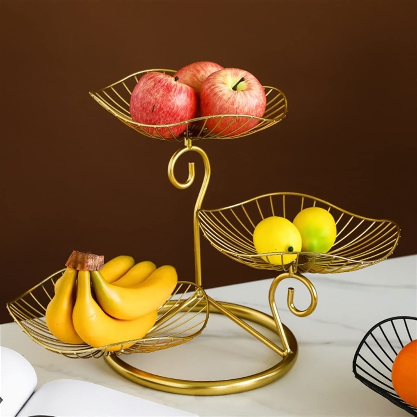 3-Tier Metal Fruit Basket - Creative Countertop Fruit Bowl & Vegetable Storage Rack - Decorative Kitchen Organizer for Apples, Bananas, Oranges - Perfect for Dining Table, Pantry & Kitchen Decor
