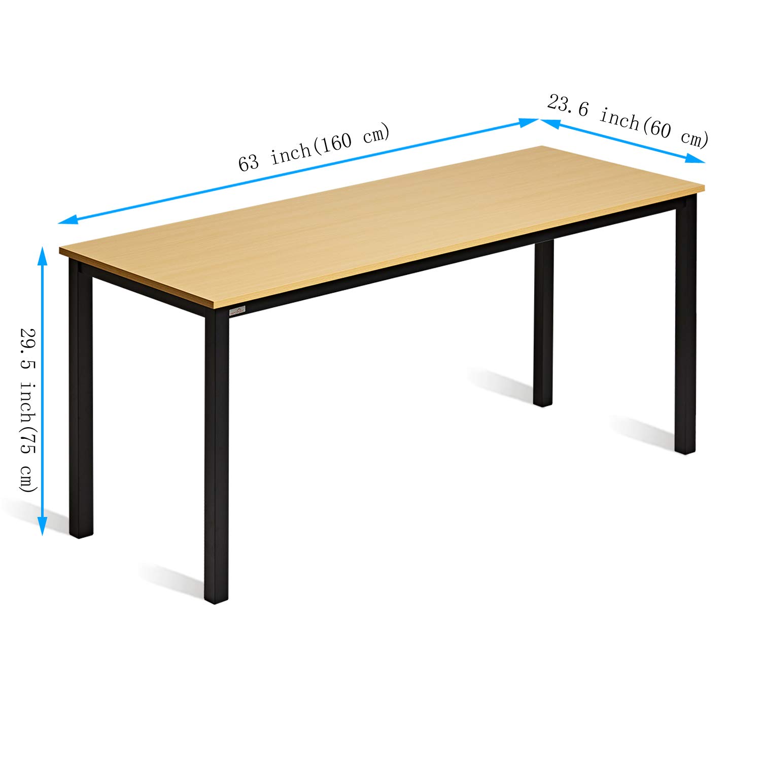 Decoholic 63 Inch Modern Industrial Computer Desk - Large Oak Workstation for Office & Home, Study Writing Desk with Black Metal Legs - Perfect for Remote Work, Gaming & Home Office Setup