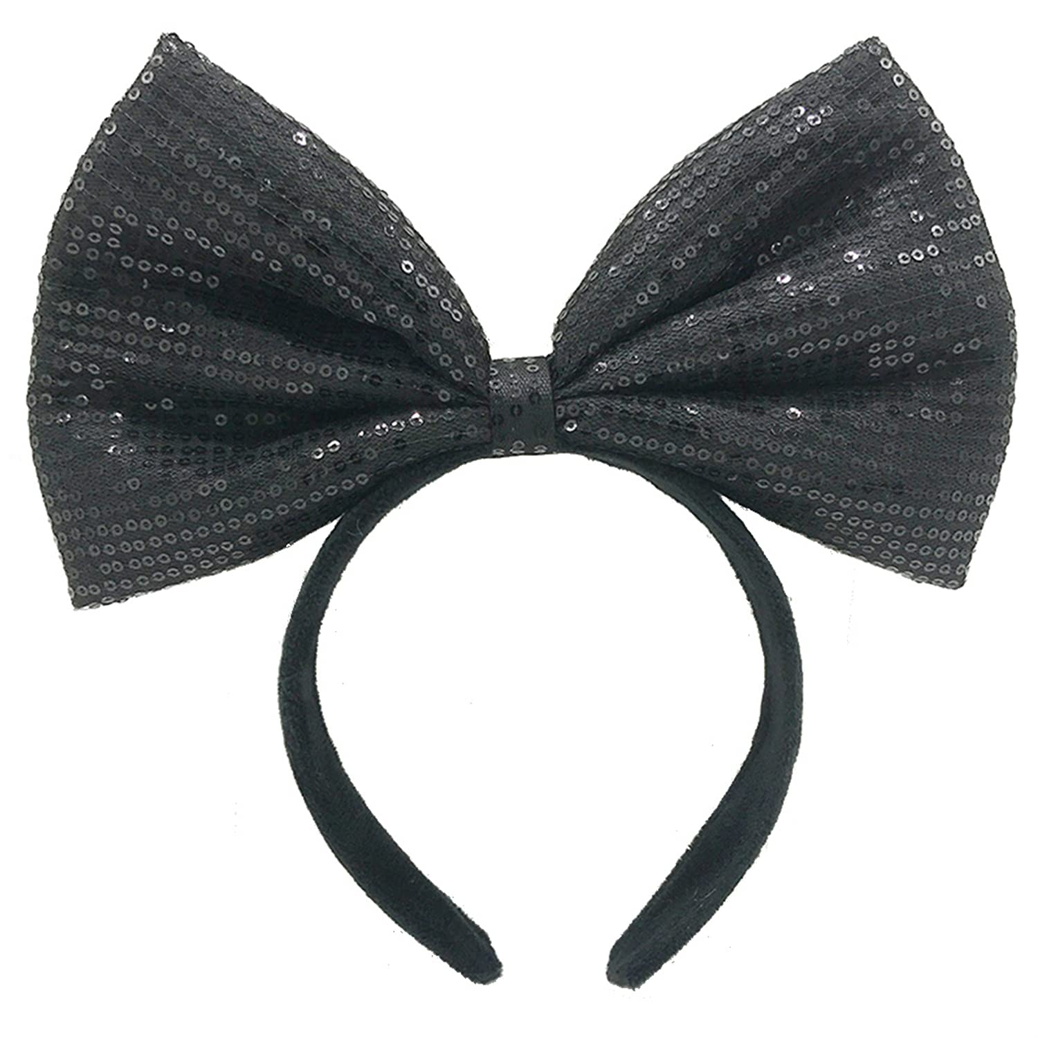 Faylay Glitter Sequins Big Bow Headbands for Women - Colorful Party Hair Accessories for Birthday, Wedding, Bachelorette & Festive Events