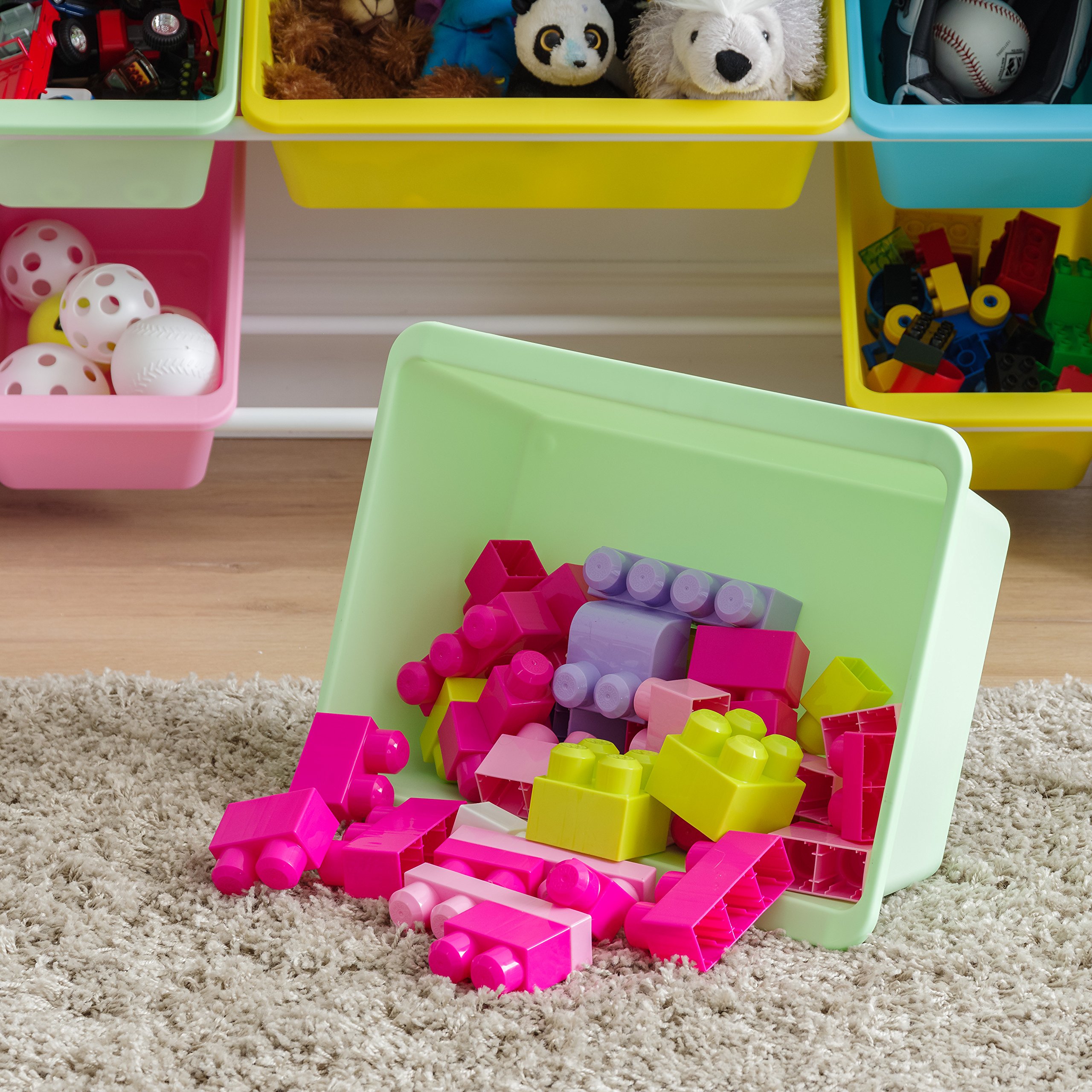 Pastel Plastic Storage Bins - 4 Pack Large Stackable Organizing Containers for Sensory Bins, Craft Supplies, Home Office & School Organization - Perfect for Kids' Toys, Art Materials & Classroom Storage