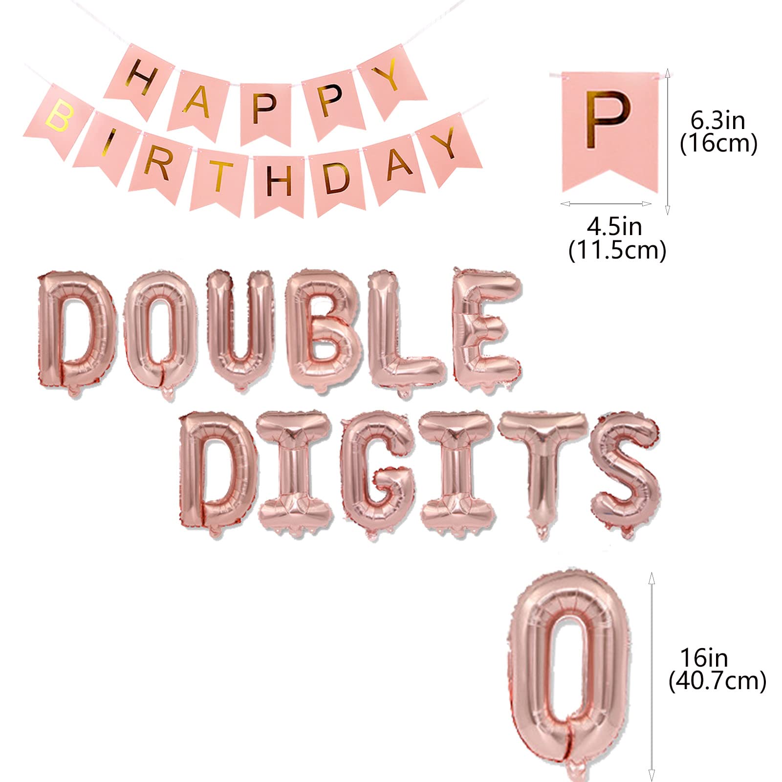 10th Birthday Decorations for Girls - Rose Gold Double Digits Banner, Foil Star Balloons & Confetti Set - Cheers to 10 Years Old Party Supplies - Perfect for Birthday Parties, Photo Backdrops & Milestone Celebrations