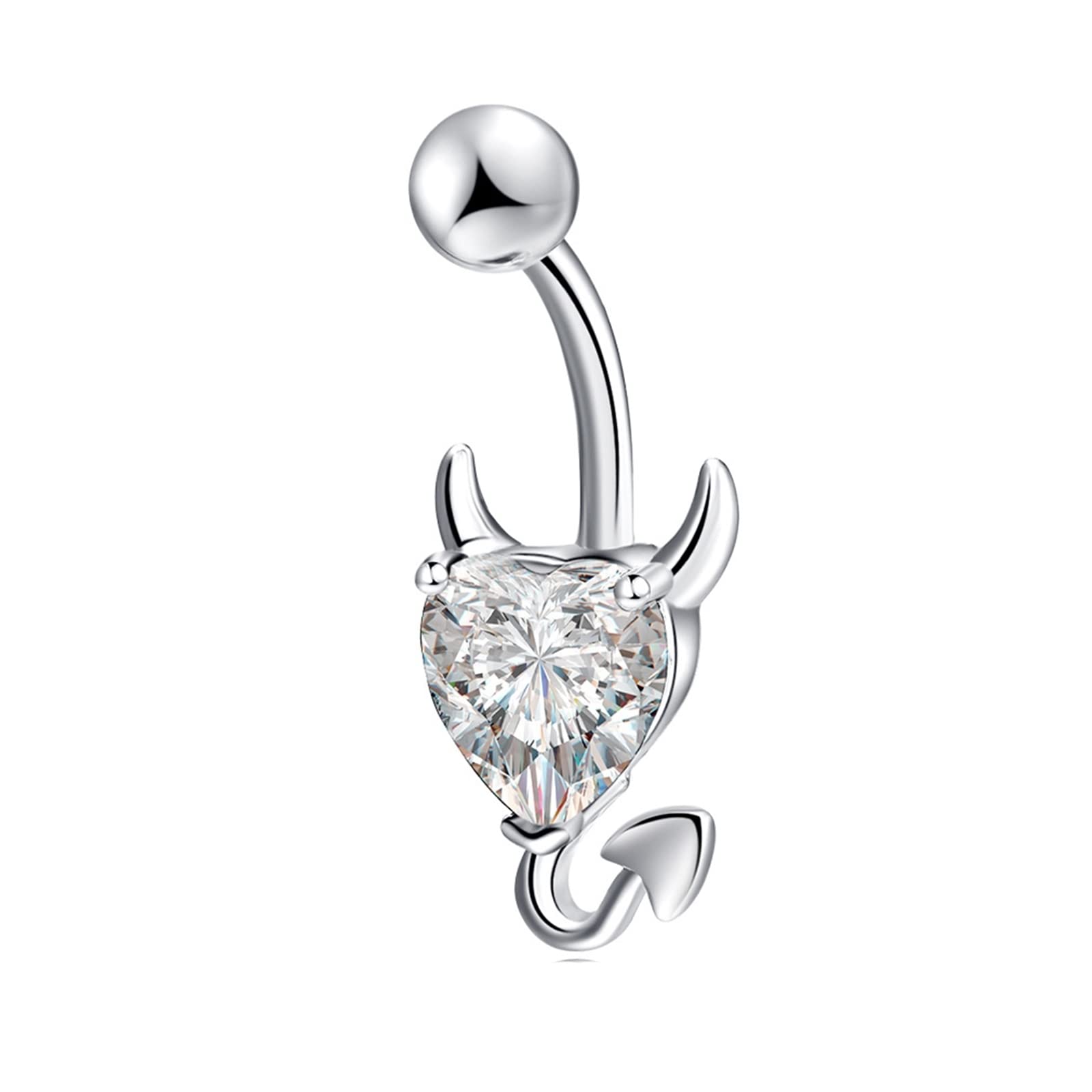 Skcess Belly Button Rings - Stainless Steel Hoop Navel Rings with Demon Heart Design for Women | Body Jewelry for Piercing, Parties & Fashion Accessories
