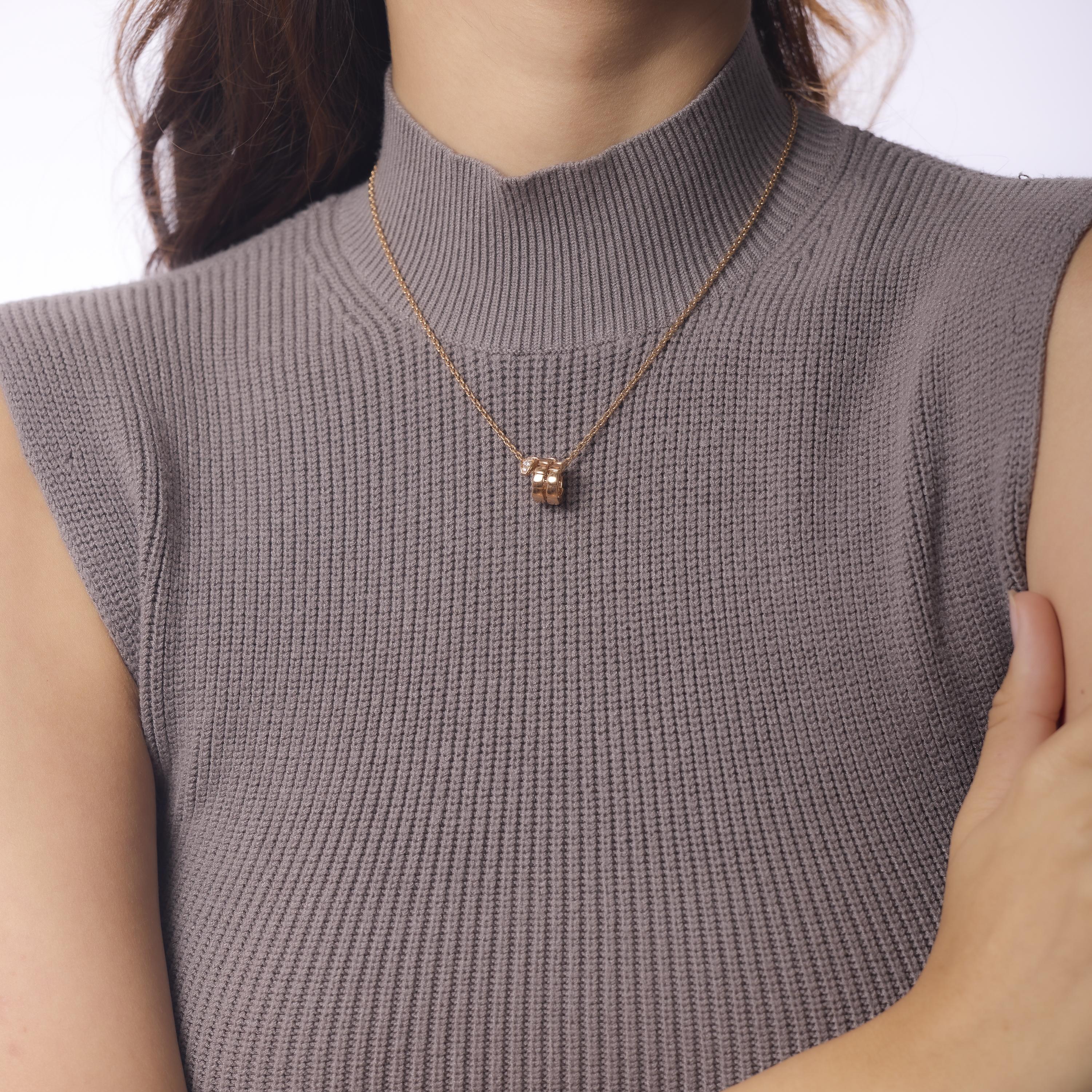 Bvlgari Serpenti Viper 18K Rose Gold Diamond Snake Necklace - Luxury Jewelry for Women, Perfect for Parties, Weddings & Special Occasions