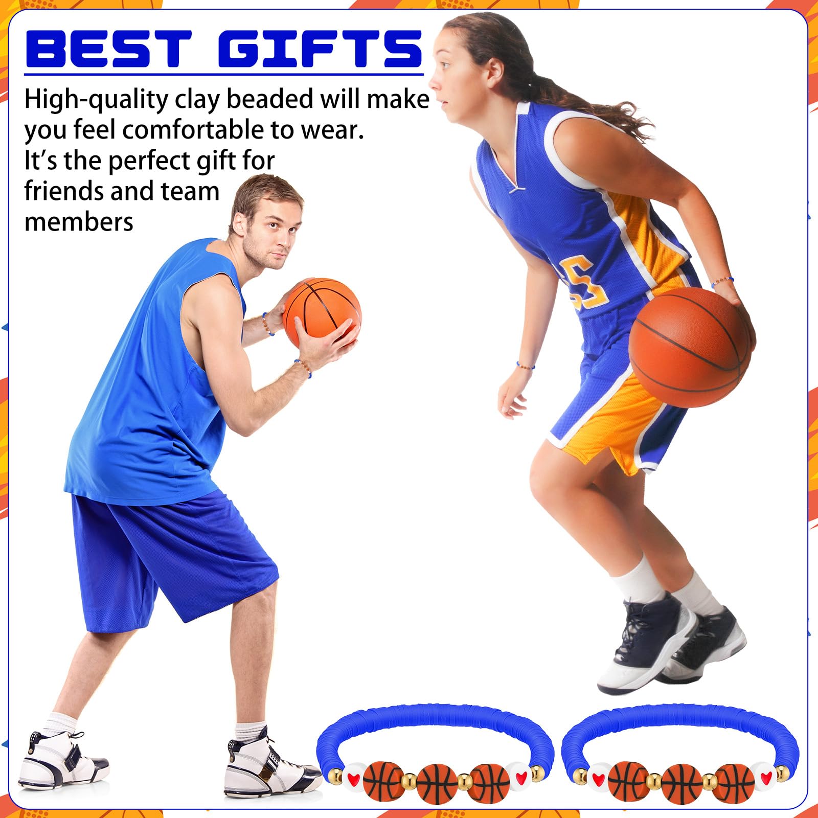 20-Pack Basketball Beaded Bracelets with Inspirational Cards - Motivational Sports Team Gifts for Basketball Players, Coaches & Fans - Perfect for Games, Practices & Team Spirit Events