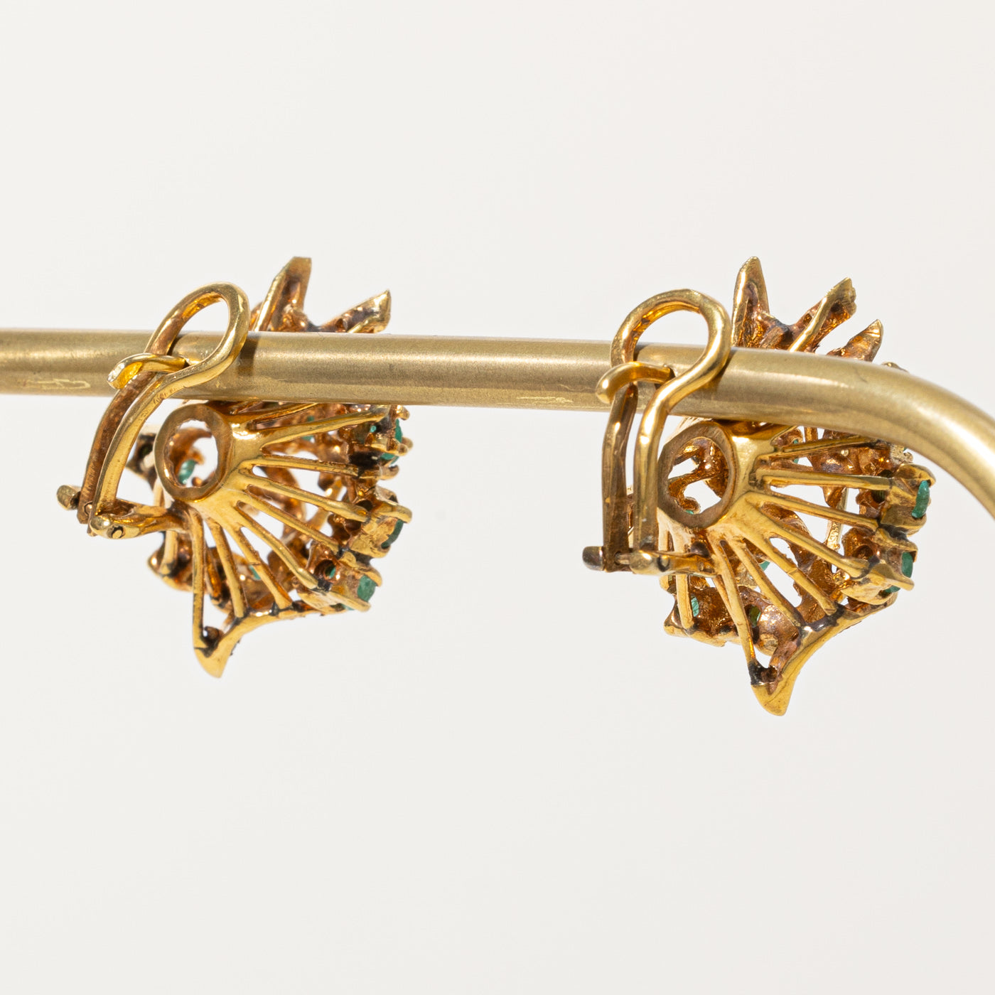 Emerald & Diamond Cluster Earrings 0.90ctw - 0.05ctw | 14K Gold Stud Earrings for Women | Elegant Jewelry Gift for Birthday, Anniversary & Special Occasions