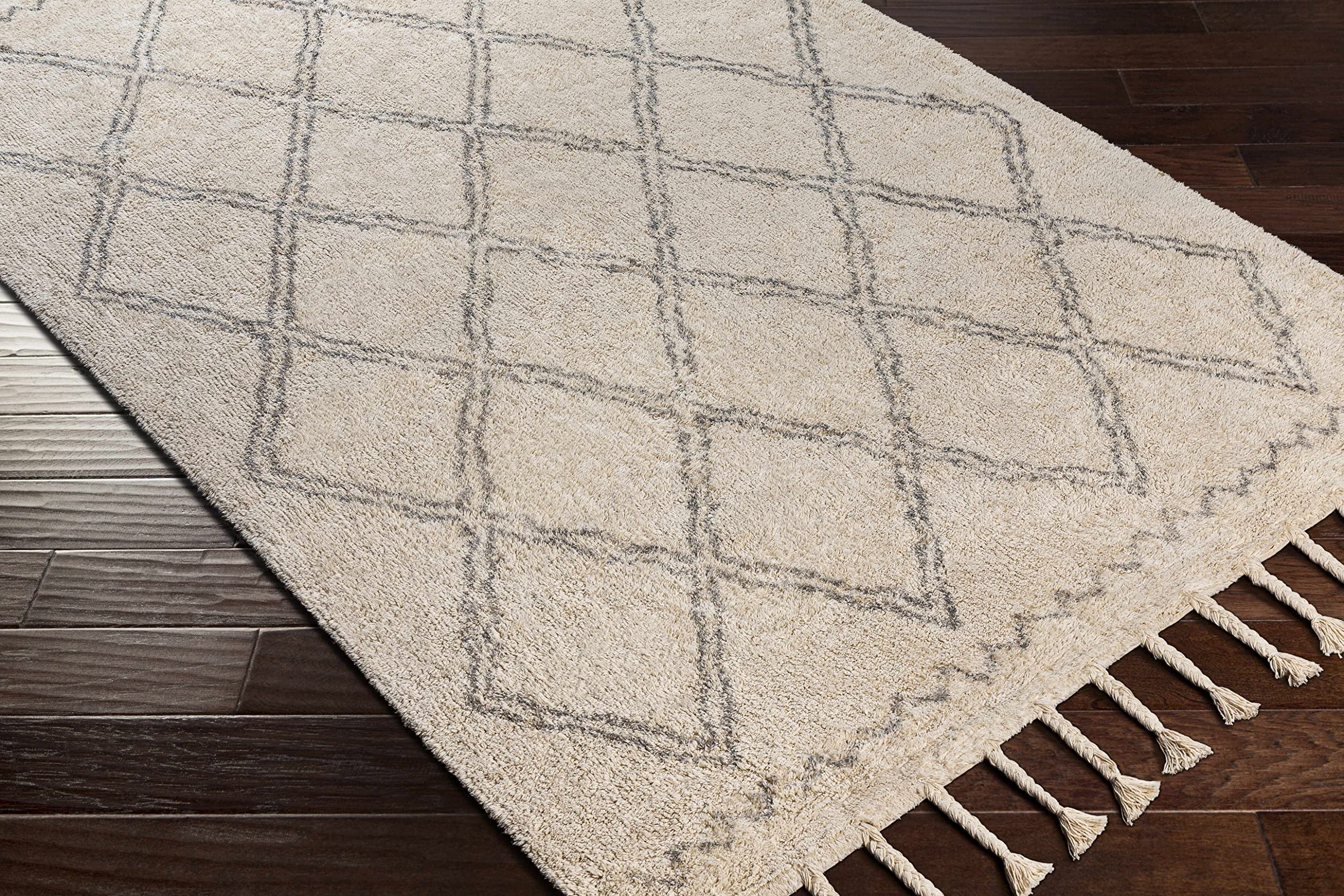 Bohemian Transitional Area Rug 8' x 10' - Gray & Cream Handwoven Rug for Living Room, Bedroom - Hauteloom Harvester Collection | Perfect for Boho Chic Decor, Cozy Home Makeover
