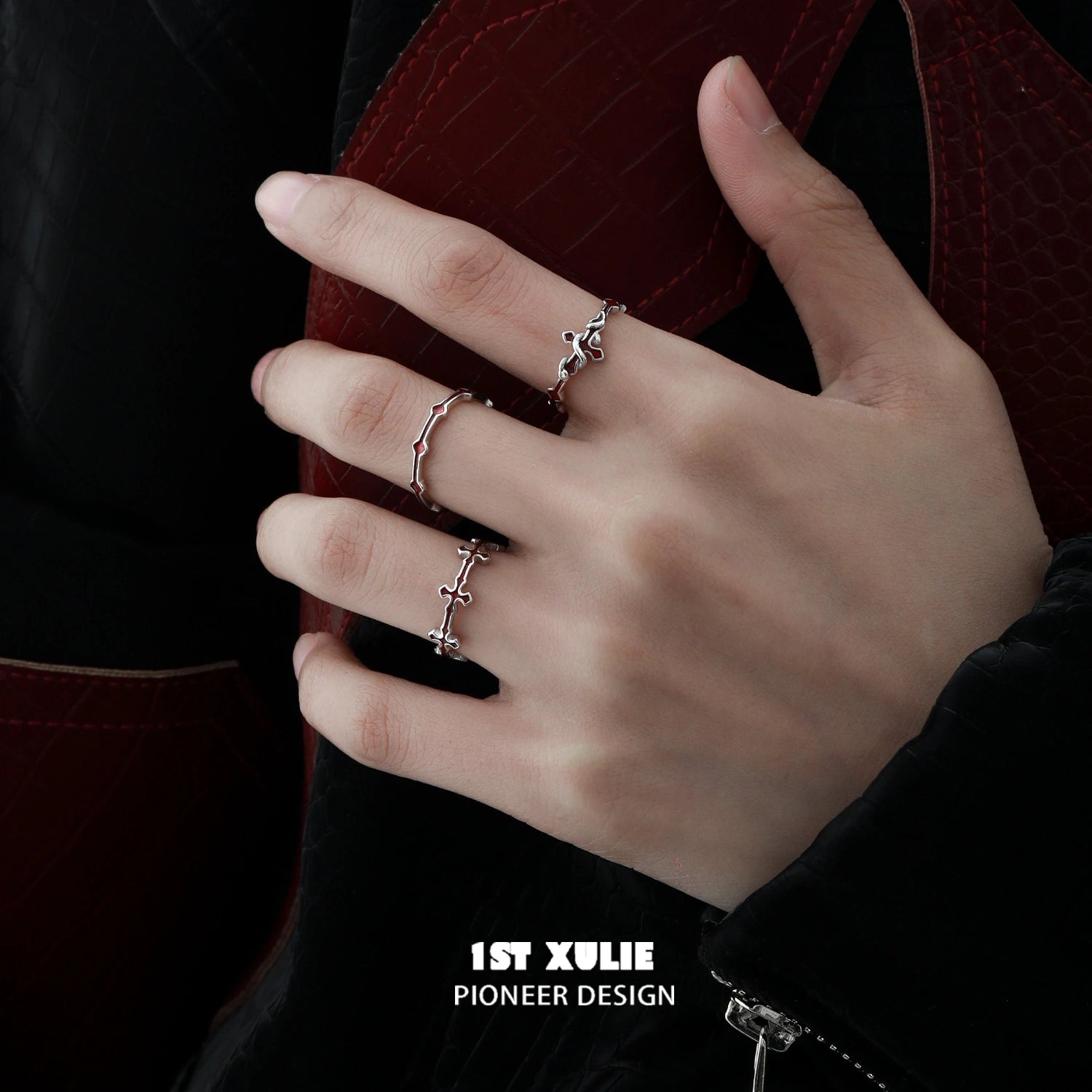 Sterling Silver Snake & Cross Adjustable Ring for Men & Women - S925 Hypoallergenic Jewelry - Perfect for Gothic, Punk, and Boho Fashion Styles