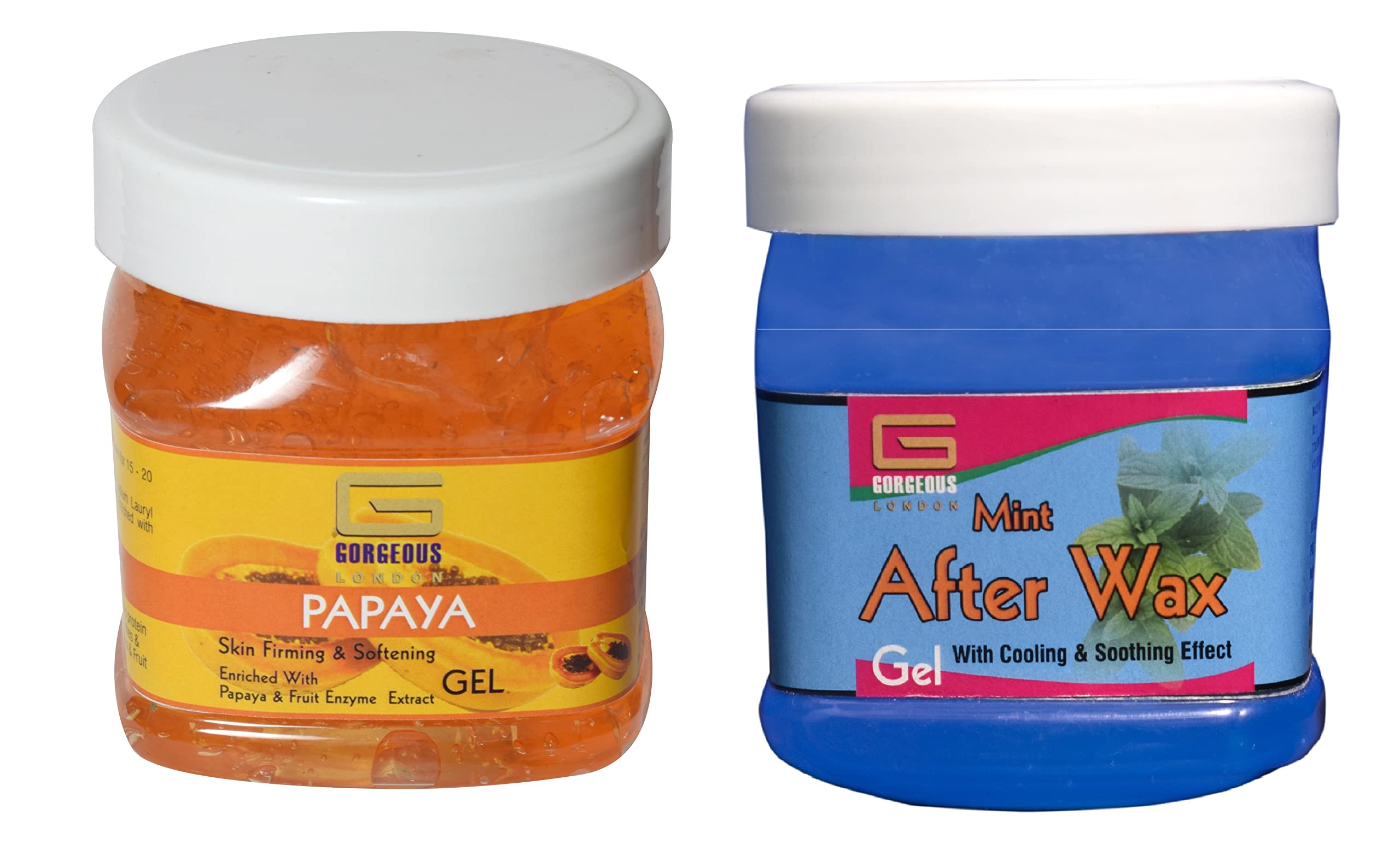 London Papaya Gel & Mint After Wax Gel Combo - 2 Pack (450ml Each) | Soothing Post-Wax Treatment for Smooth Skin | Perfect for Salon & Home Waxing