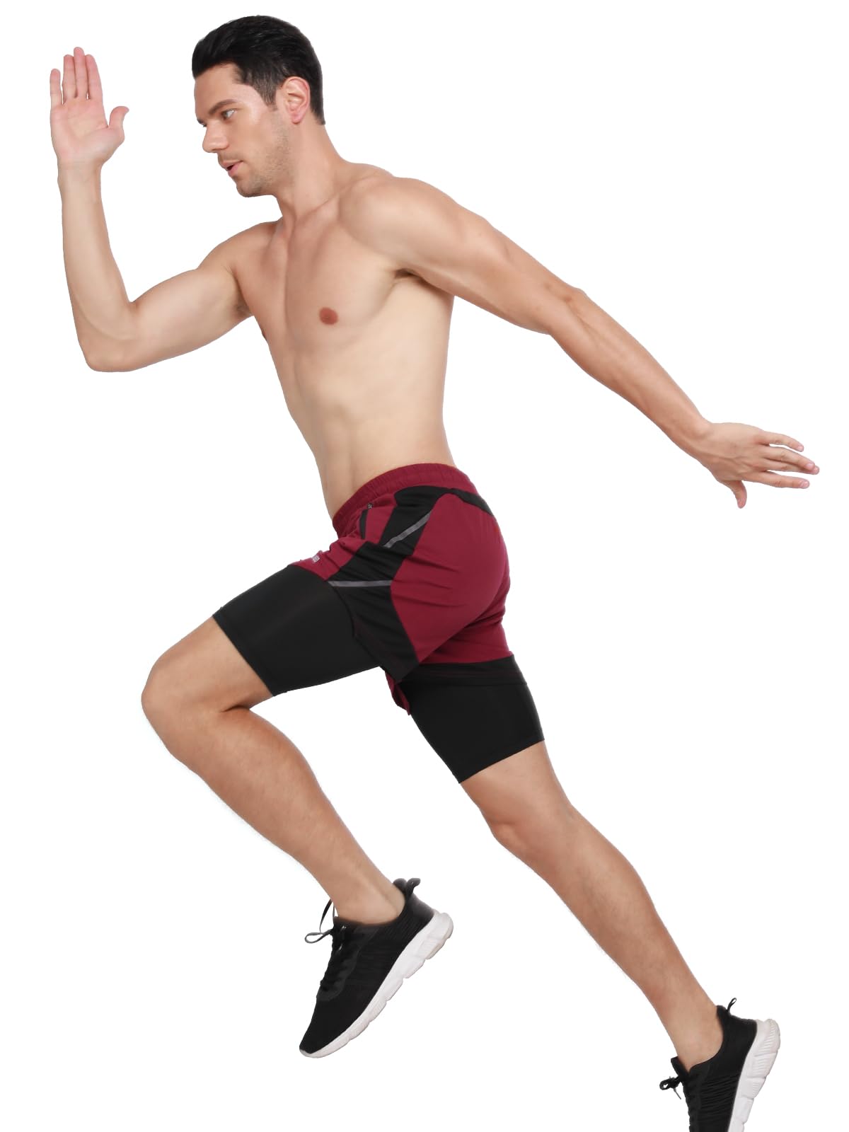 ARSUXEO Men's 2-in-1 Running Shorts with Liner - Quick Dry Athletic Workout Shorts with 2 Zipper Pockets for Gym, Jogging & Outdoor Sports