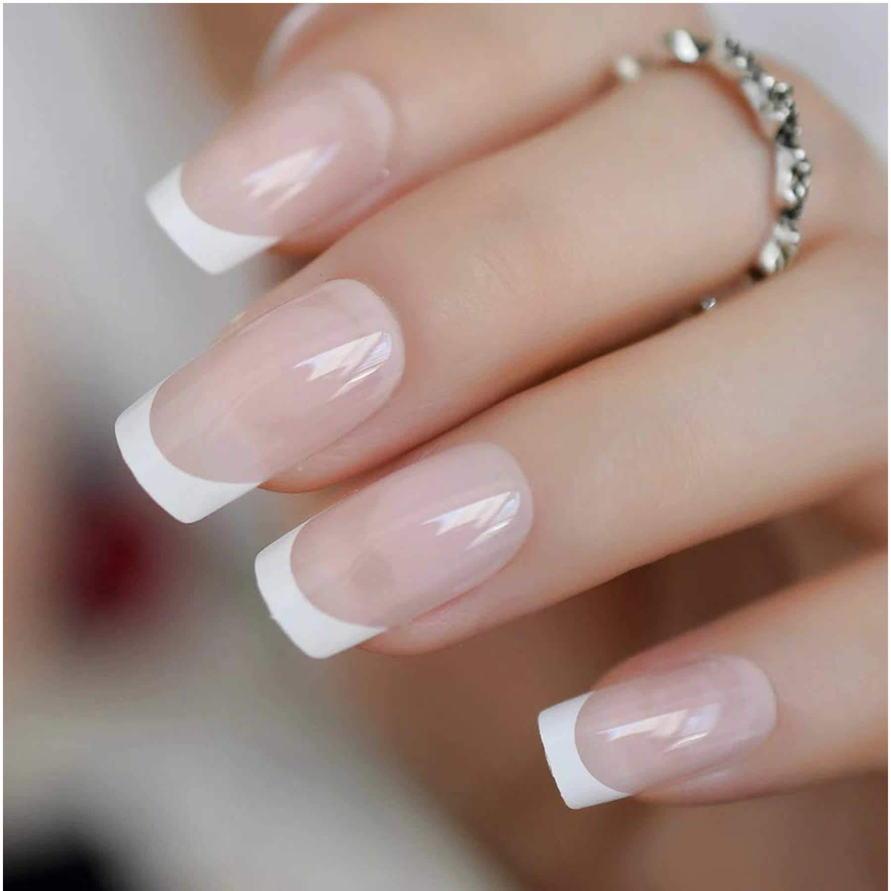 Professional Clear White Shining Artificial Fake Nails - 100pcs Empress Curve Tips with 3 Sheets Double Sided Nail Glue Stickers & 5g Glue | Complete Nail Art Kit for Salon, Home Manicure & Special Occasions
