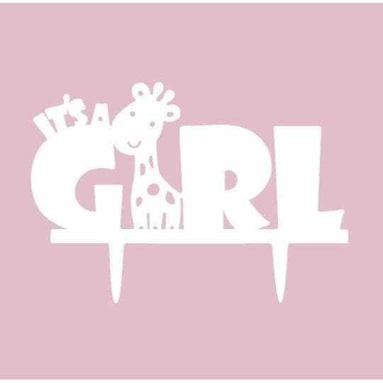 White Acrylic Baby Shower Cake Topper - It's a Girl Celebration Decor for Gender Reveal Parties, Newborn Showers & Nursery Decorations