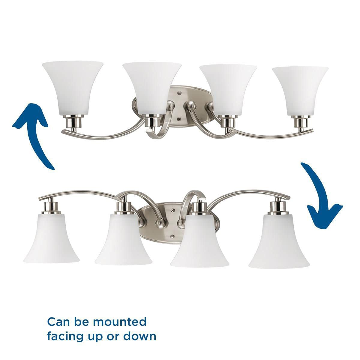 Progress Lighting P2003-09 Joy Bath & Vanity Light Fixture - Brushed Nickel Finish - Perfect for Bathroom Vanity, Powder Room, and Dressing Area Lighting