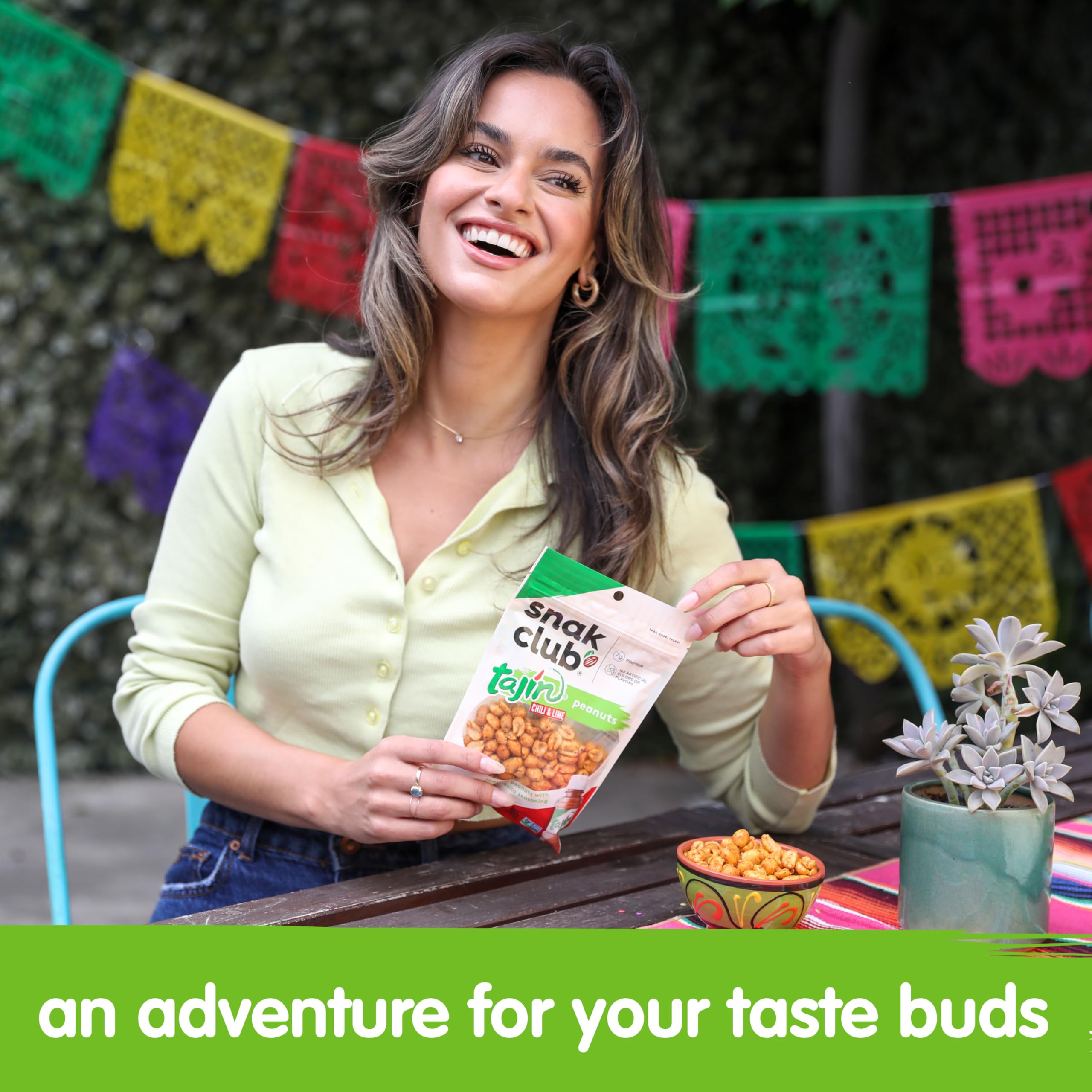 Snak Club Tajin Peanuts - Roasted Chili Lime Seasoned Nuts | Mild & Gluten-Free Kosher Snacks | No Artificial Colors or Flavors | Low Cholesterol | 2.75oz Bags (12 Pack) | Perfect for Parties, Hiking & Office Snacking