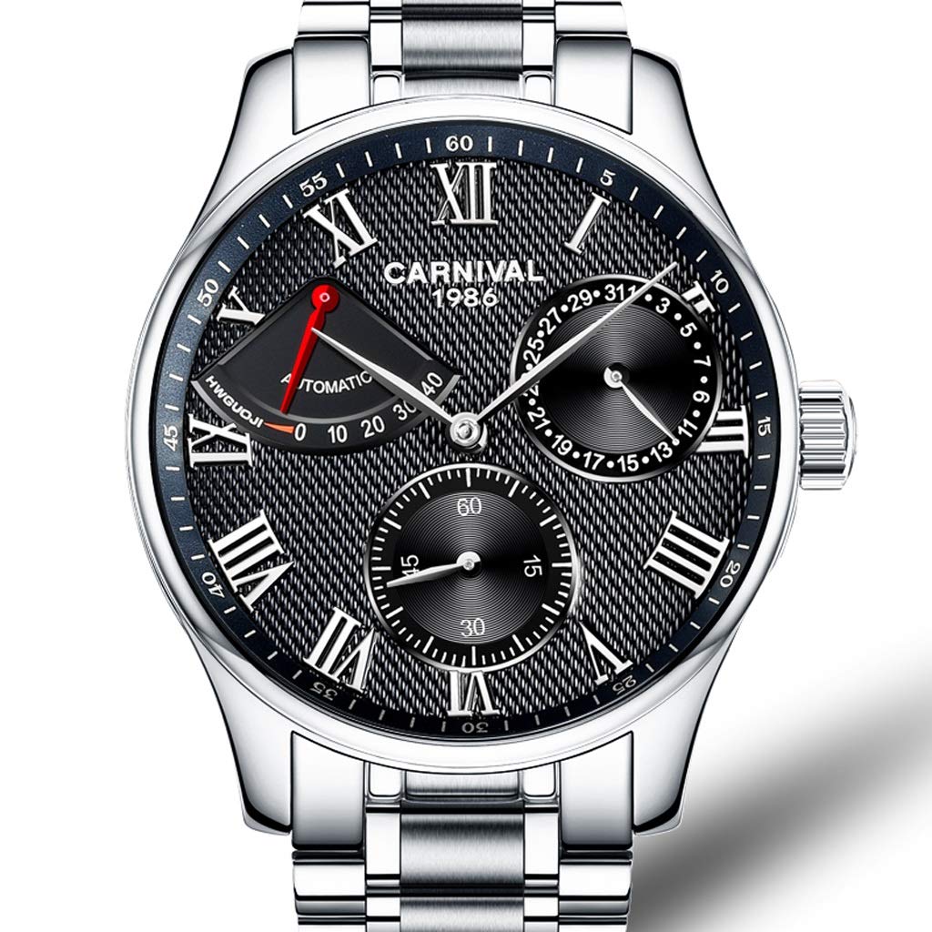 DLT Classic Automatic Mechanical Men's Watch - Waterproof Stainless Steel Two-Tone Band with Bow Fold-Over Clasp - Minimalist Silver Case & Black Dial - Perfect for Business, Casual Wear & Formal Occasions