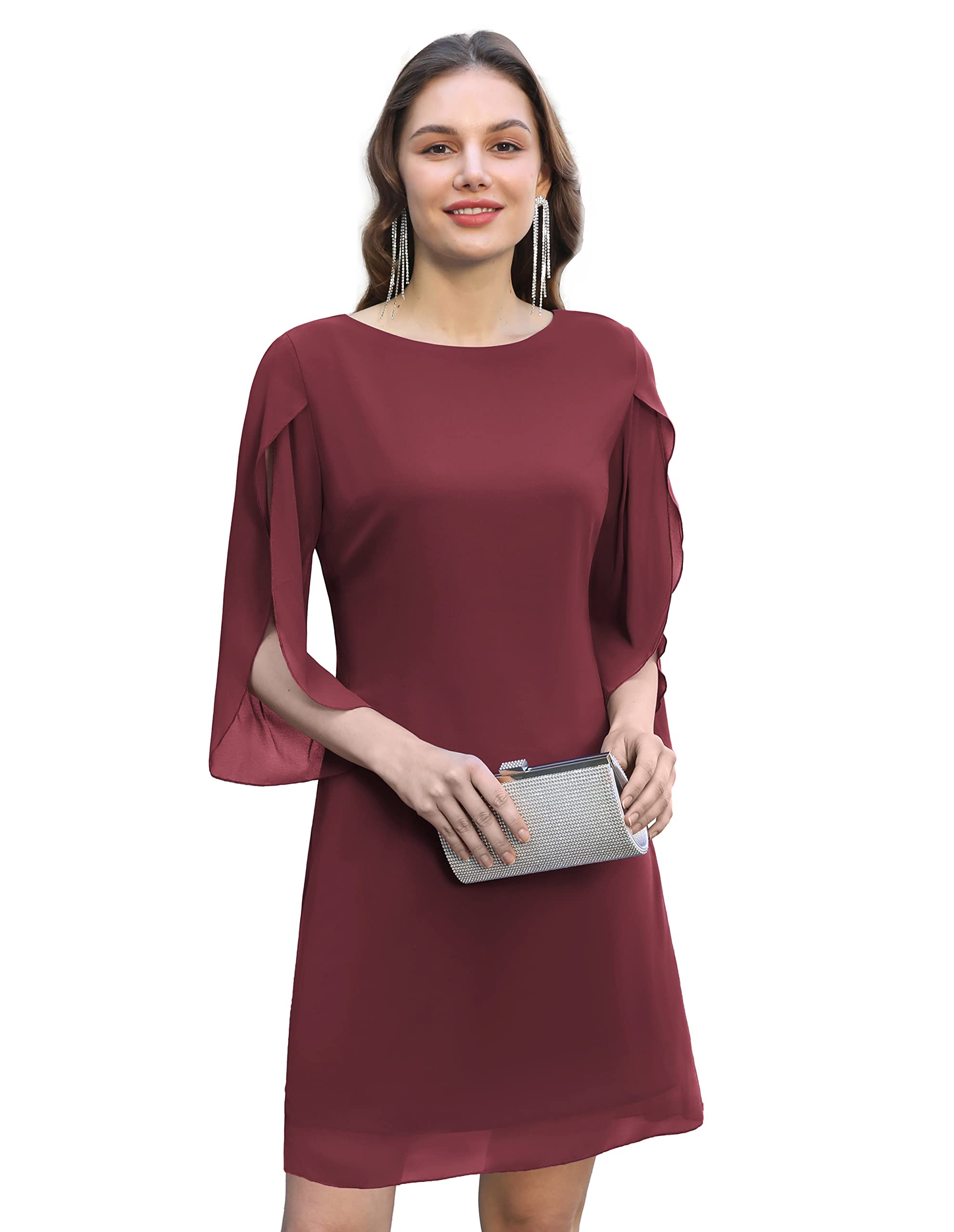 Grace Karin Women's Elegant Chiffon Cocktail Dress 2023 - A-Line Flowy Wedding Guest Dress for Party, Evening Gala & Special Occasions