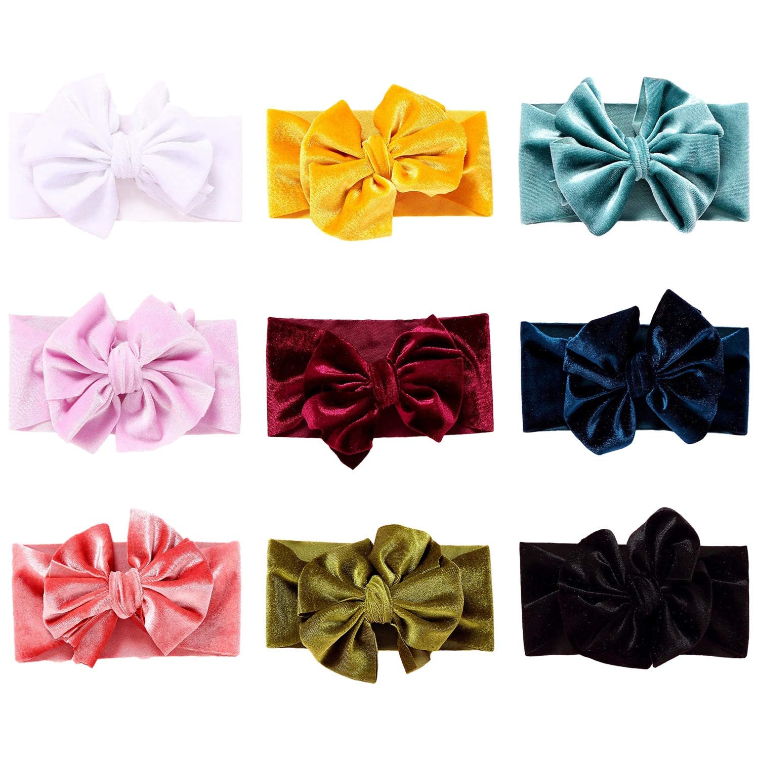 Stretchy Elastic Soft Wide Velvet Bow Headbands for Women - Adjustable Hairband Turban Headwrap with Knot Design (2 Pack) - Perfect for Workouts, Yoga, and Casual Wear