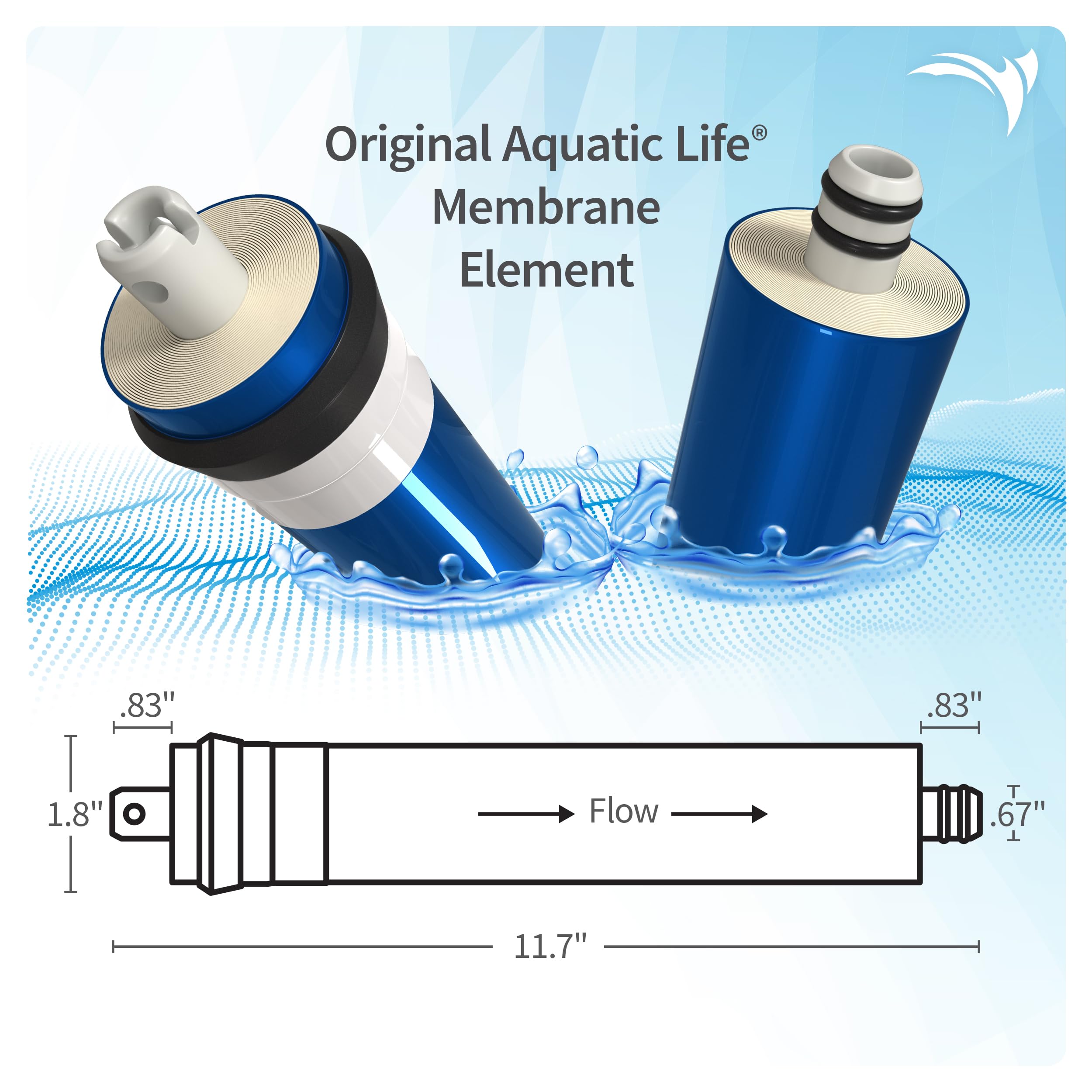 AquaticLife 75 GPD RO Membrane Replacement Cartridge - Compatible with RO Buddie & Reverse Osmosis Systems | Perfect for Home, Office & RV Water Filtration