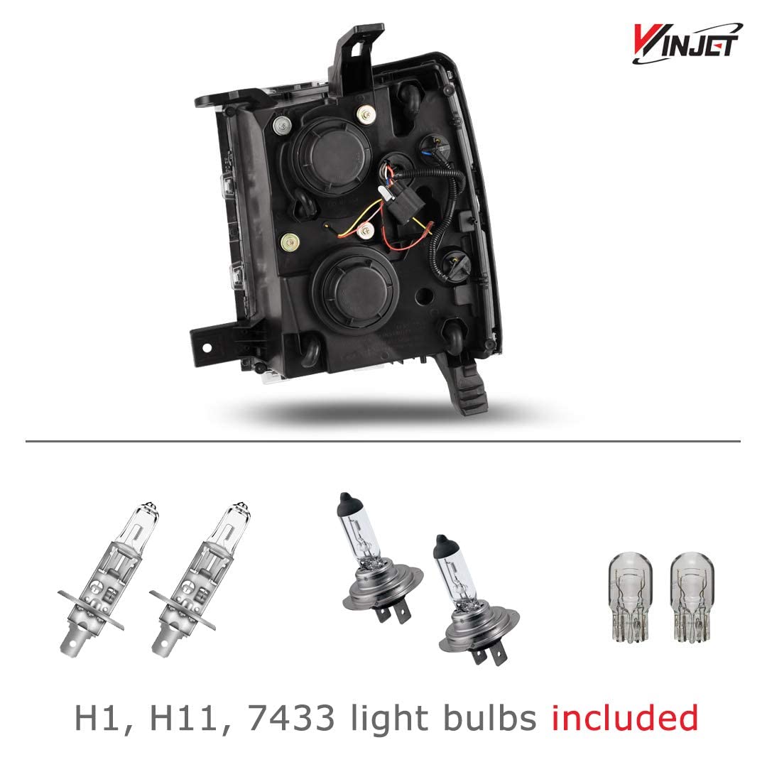 Winjet LED Projector Headlights Assembly for 2014-2015 Chevrolet Silverado 1500 - Functional Headlamps with DRL, Dual Beam, Sequential Turn Signal & Amber Reflector - Direct Replacement Pair (Perfect for Night Driving & Off-Road Adventures)